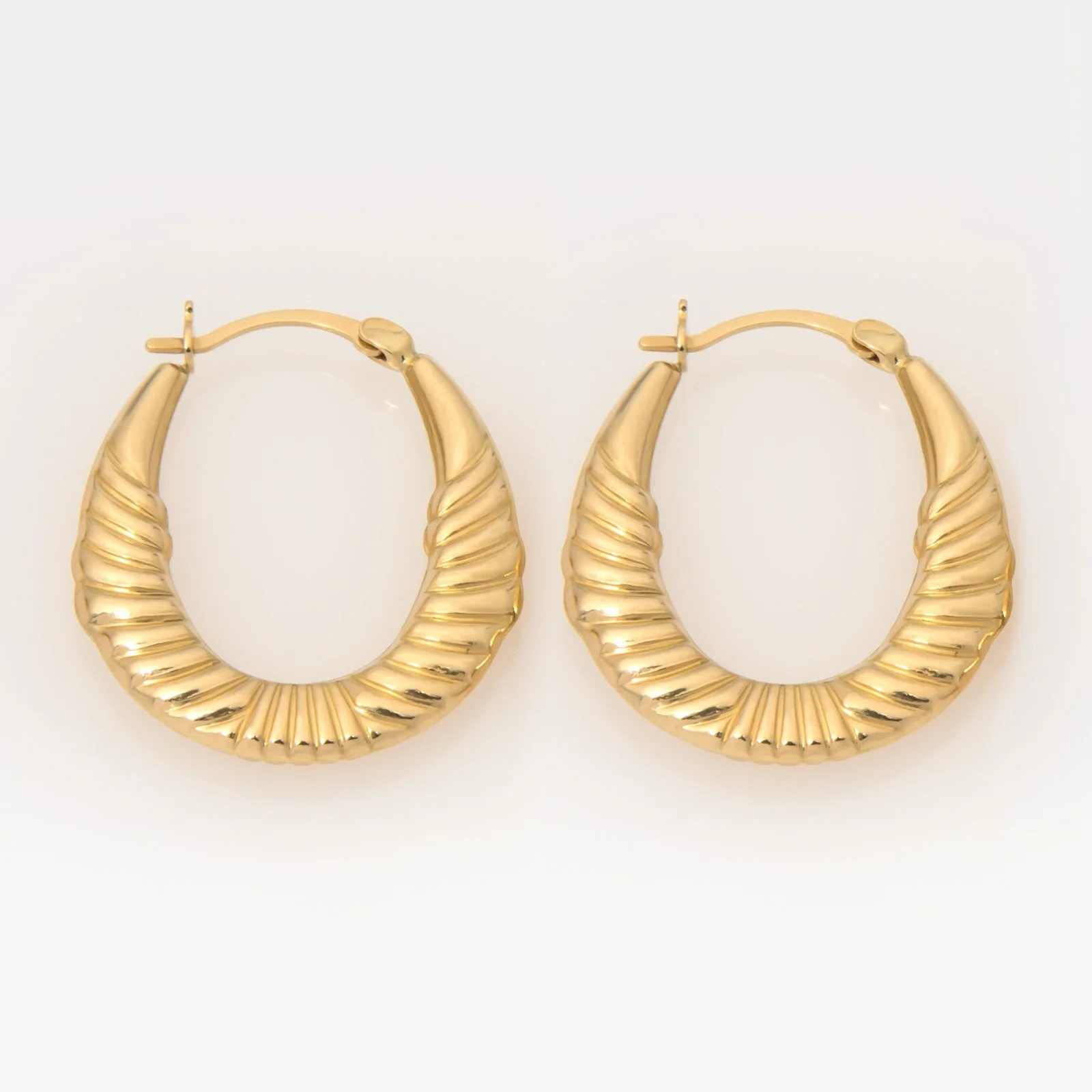Ribbed Hoop Gold Earrings — additional product image 3 from AntEva Crafts
