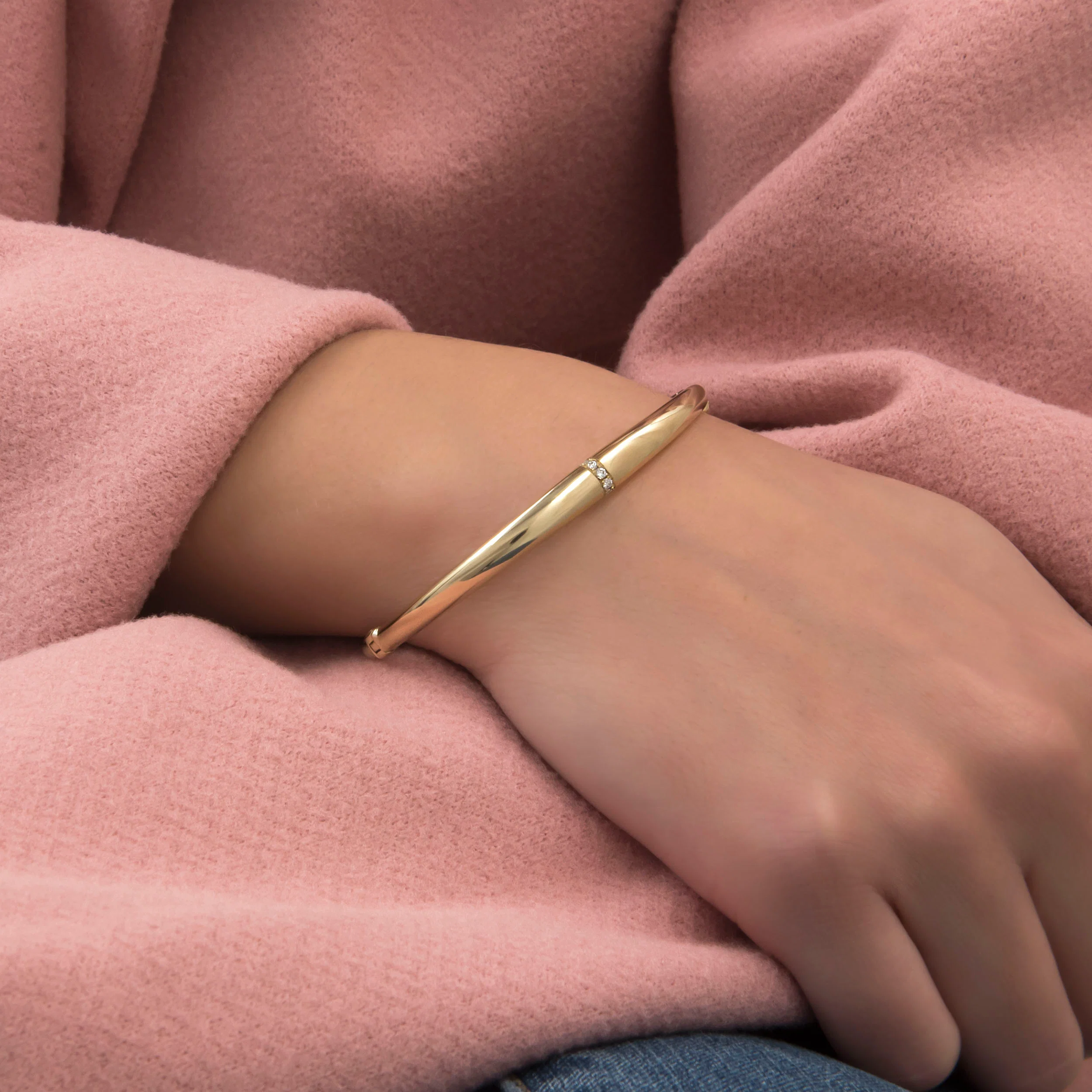 Oval Bangle with 5 Diamonds — additional product image 4 from AntEva Crafts