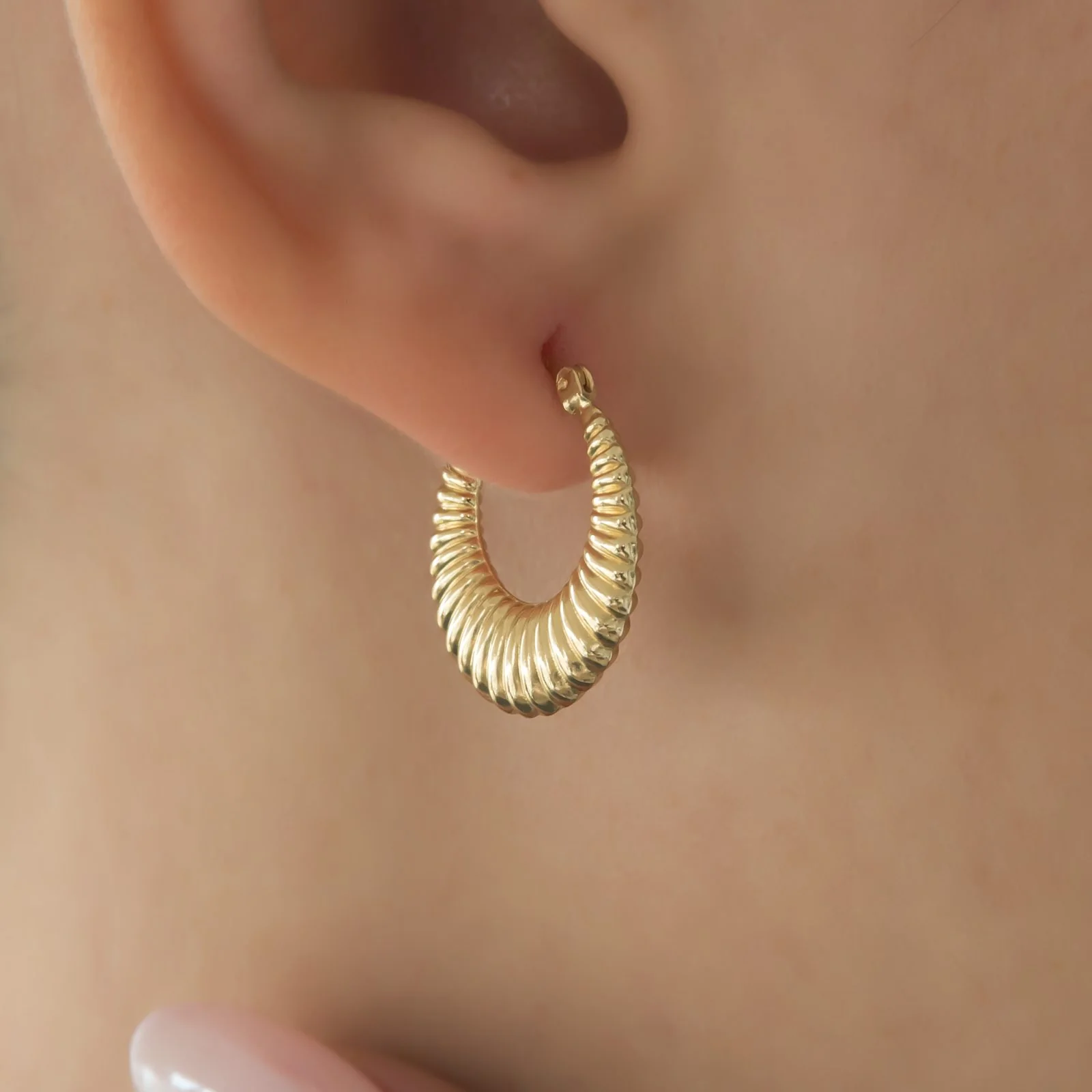 Ribbed Hoop Earrings — additional product image 4 from AntEva Crafts