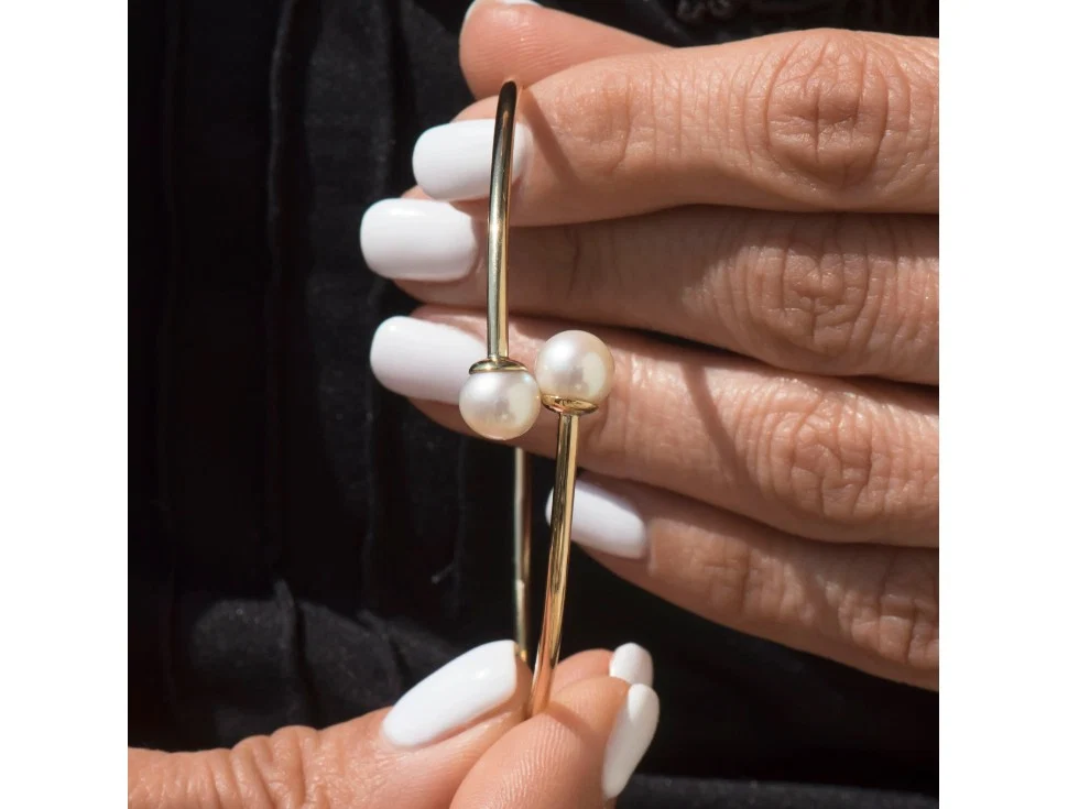 Gold Pearl Open Cuff Bracelet — additional product image 5 from AntEva Crafts
