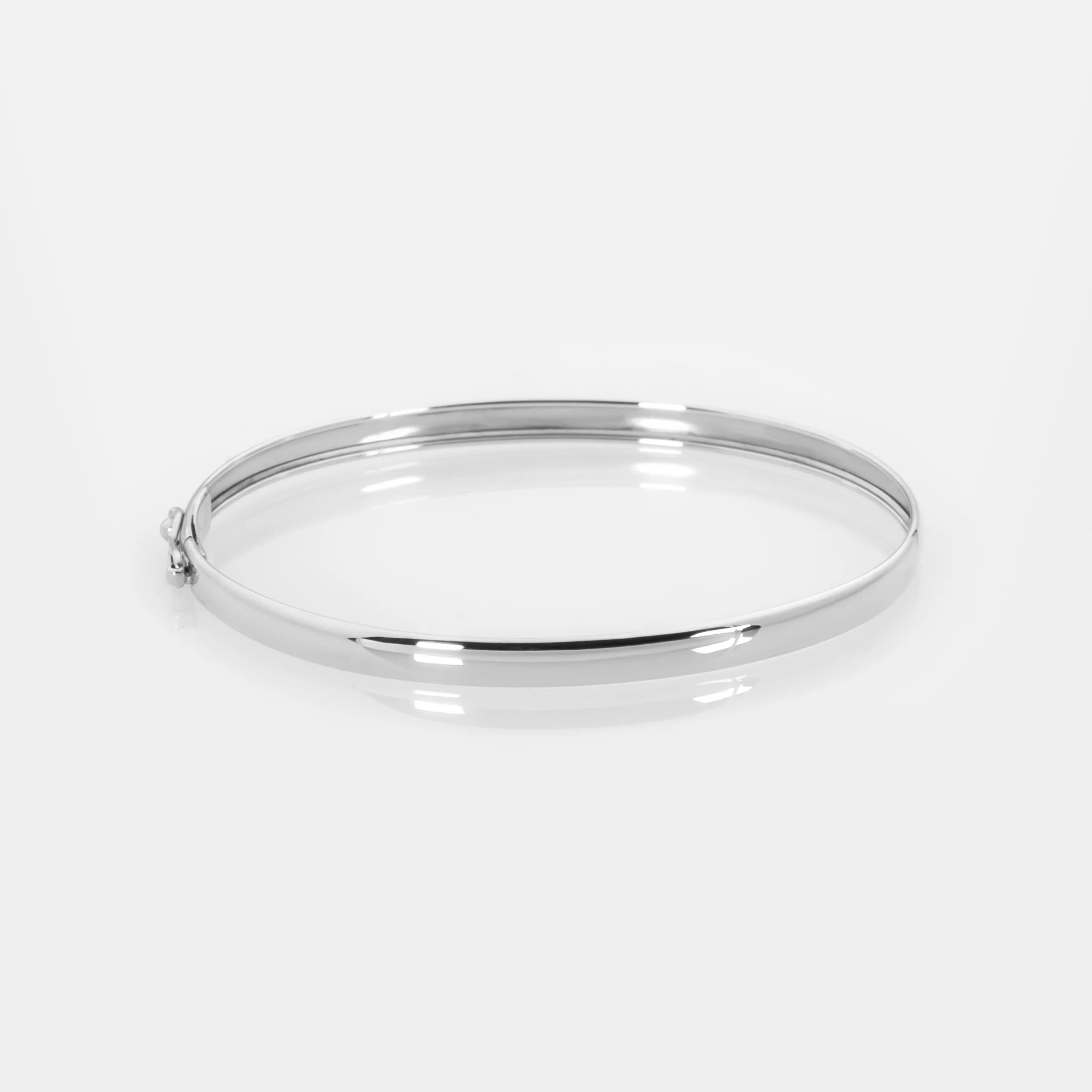 14K Solid Gold Oval Bangle Bracelet – Minimalist 4mm Plain Gold Bracelet — additional product image 4 from AntEva Crafts