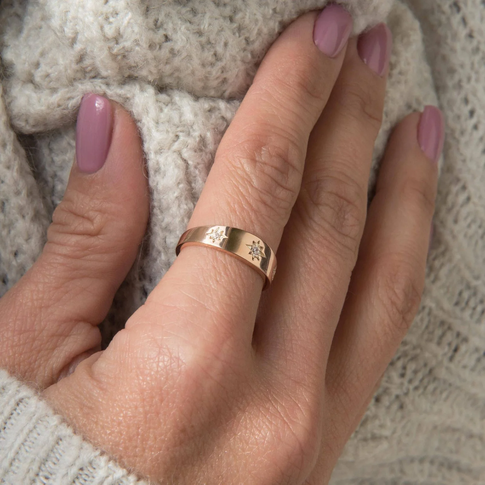 Diamond North Star Ring with 3 Diamonds — additional product image 5 from AntEva Crafts
