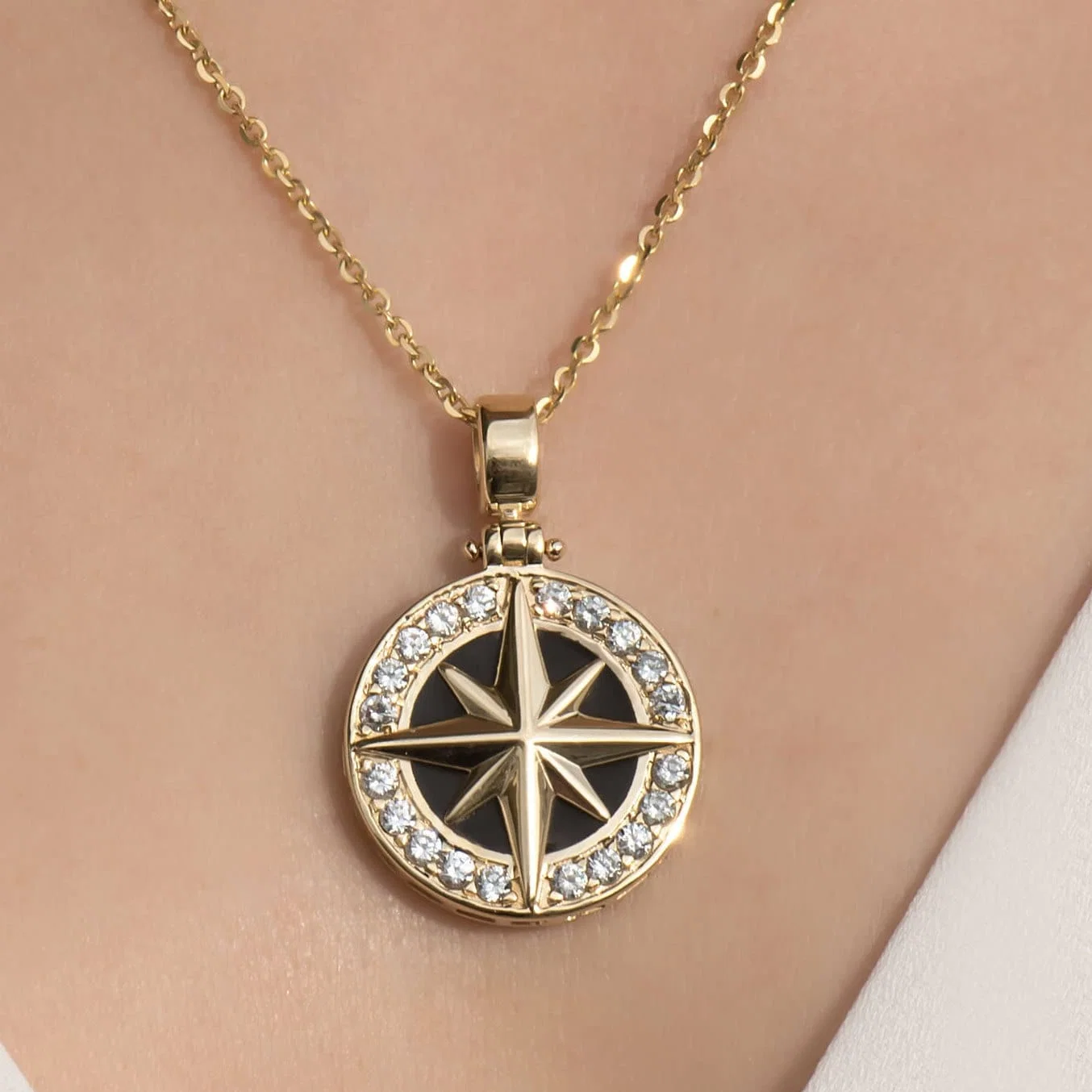 North Star Necklace with Black Enamel — additional product image 4 from AntEva Crafts