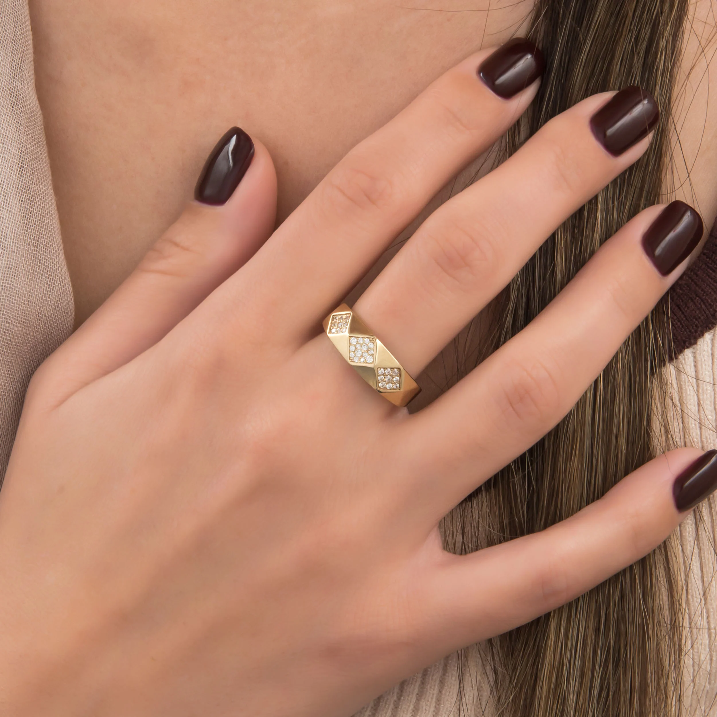Geometric Diamond Pyramid Ring — additional product image 4 from AntEva Crafts