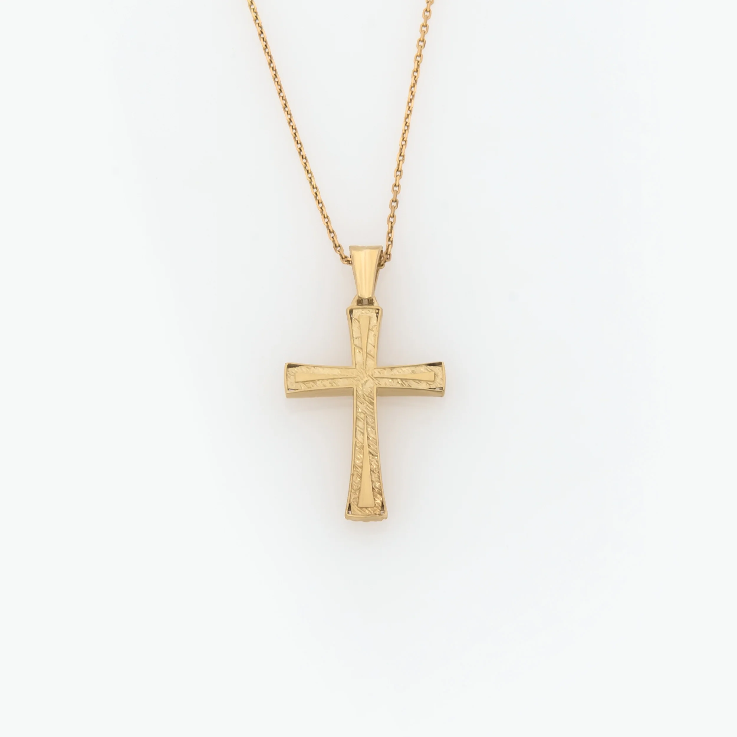Yellow Gold 9k Cross Pendant with White Cubic Zirconia - Dual Finish — additional product image 3 from AntEva Crafts