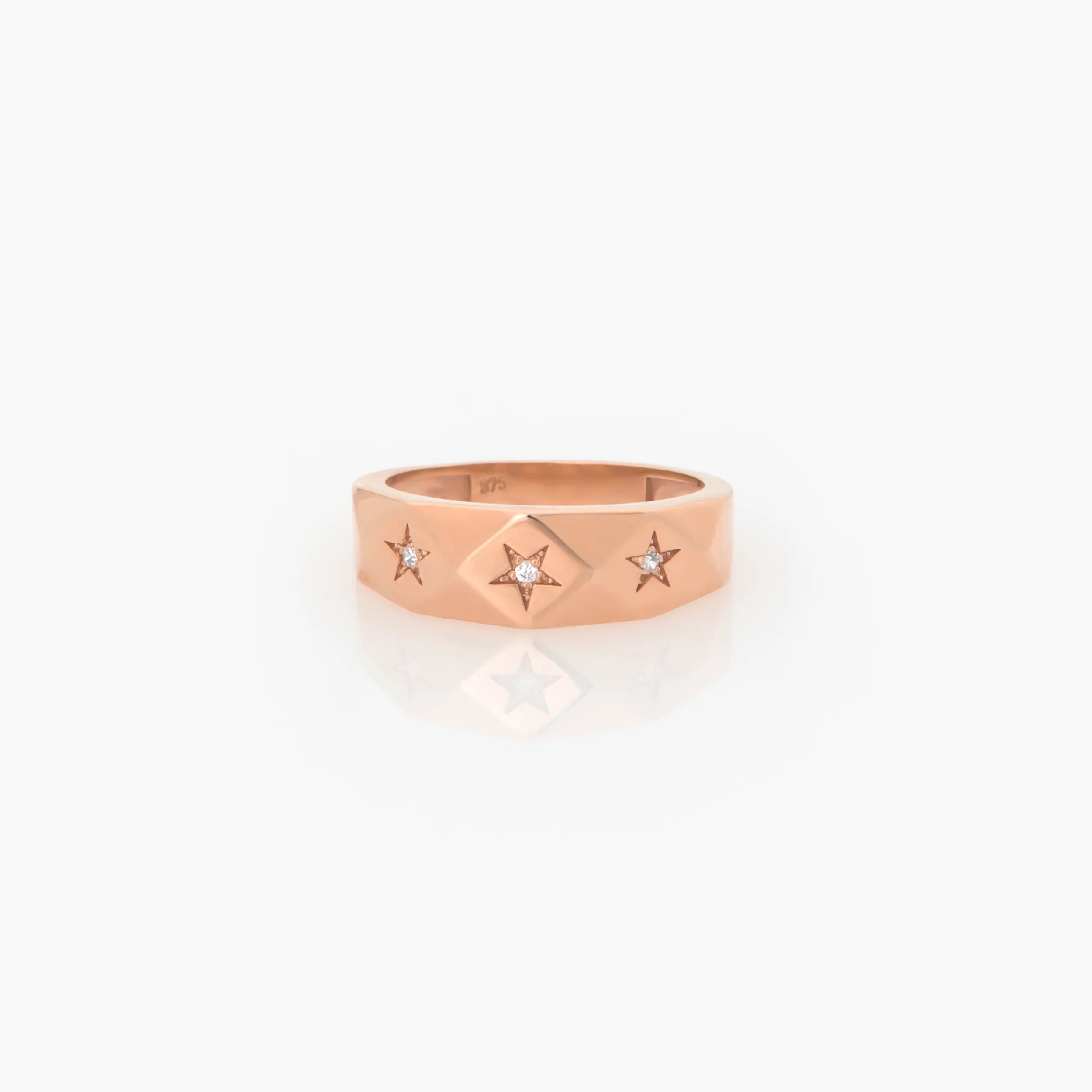 Diamond Cut Star Ring with 3 Diamonds — additional product image 6 from AntEva Crafts