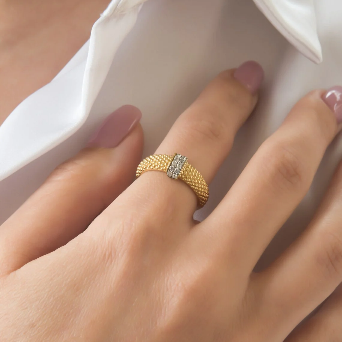 Dome Milgrain Ring with 12 Stones — additional product image 2 from AntEva Crafts