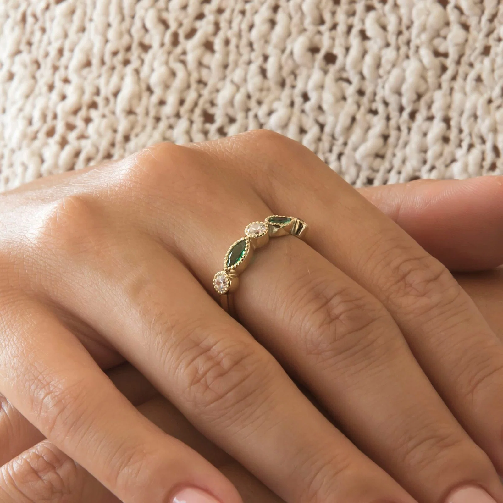 Milgrain Half Eternity Ring — additional product image 2 from AntEva Crafts
