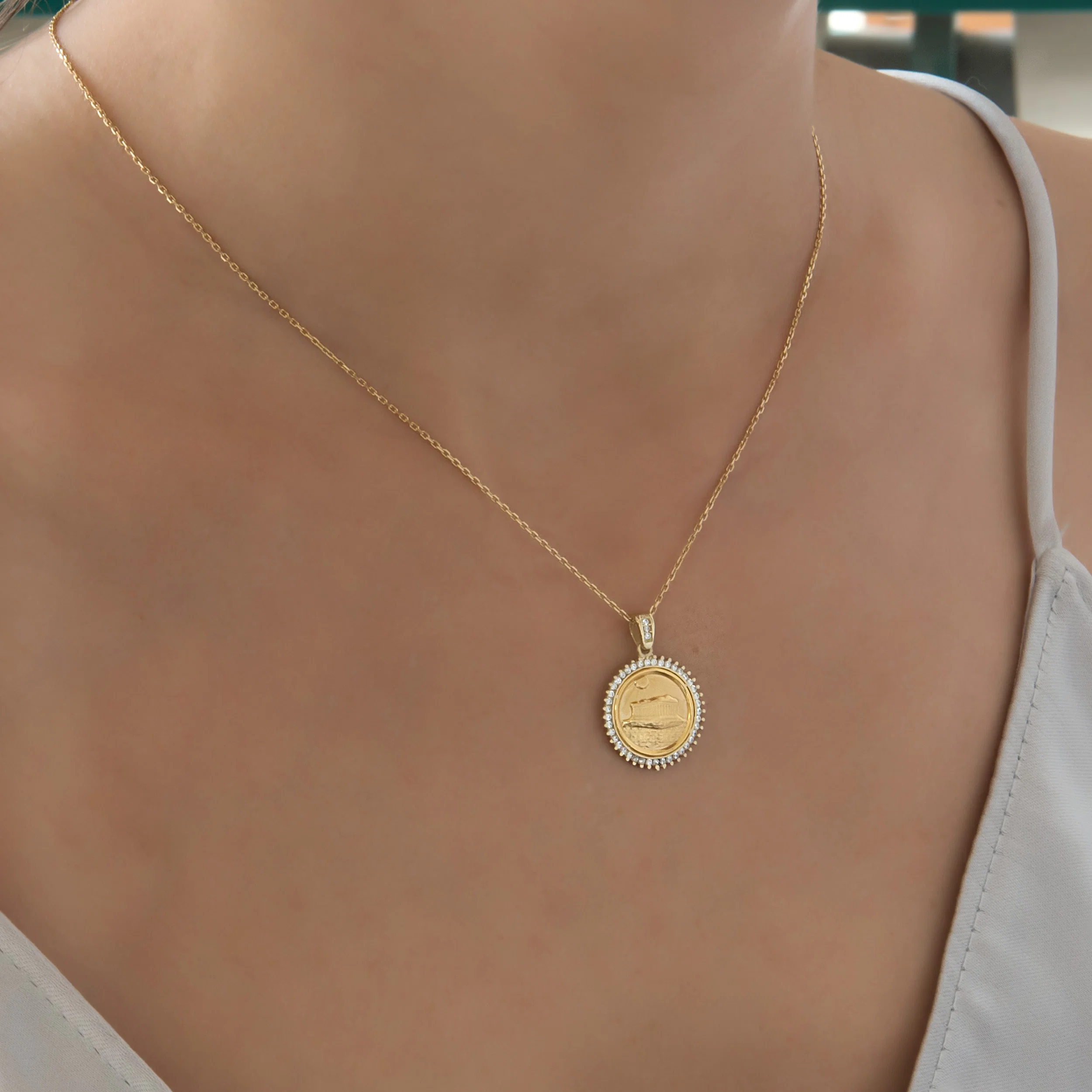 Round Parthenon Gemstone Pendant — additional product image 2 from AntEva Crafts