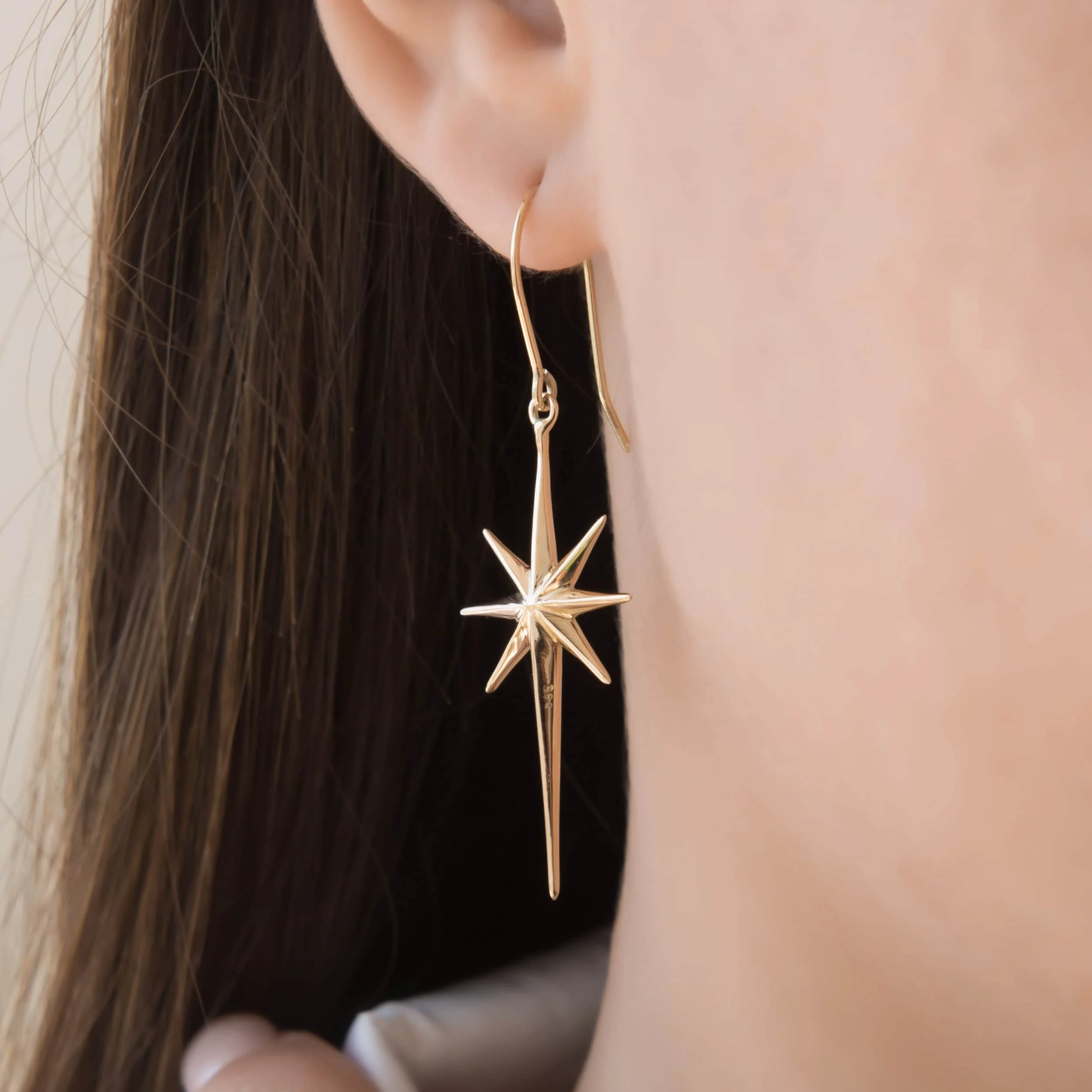 North Star Hanging Earrings — additional product image 2 from AntEva Crafts