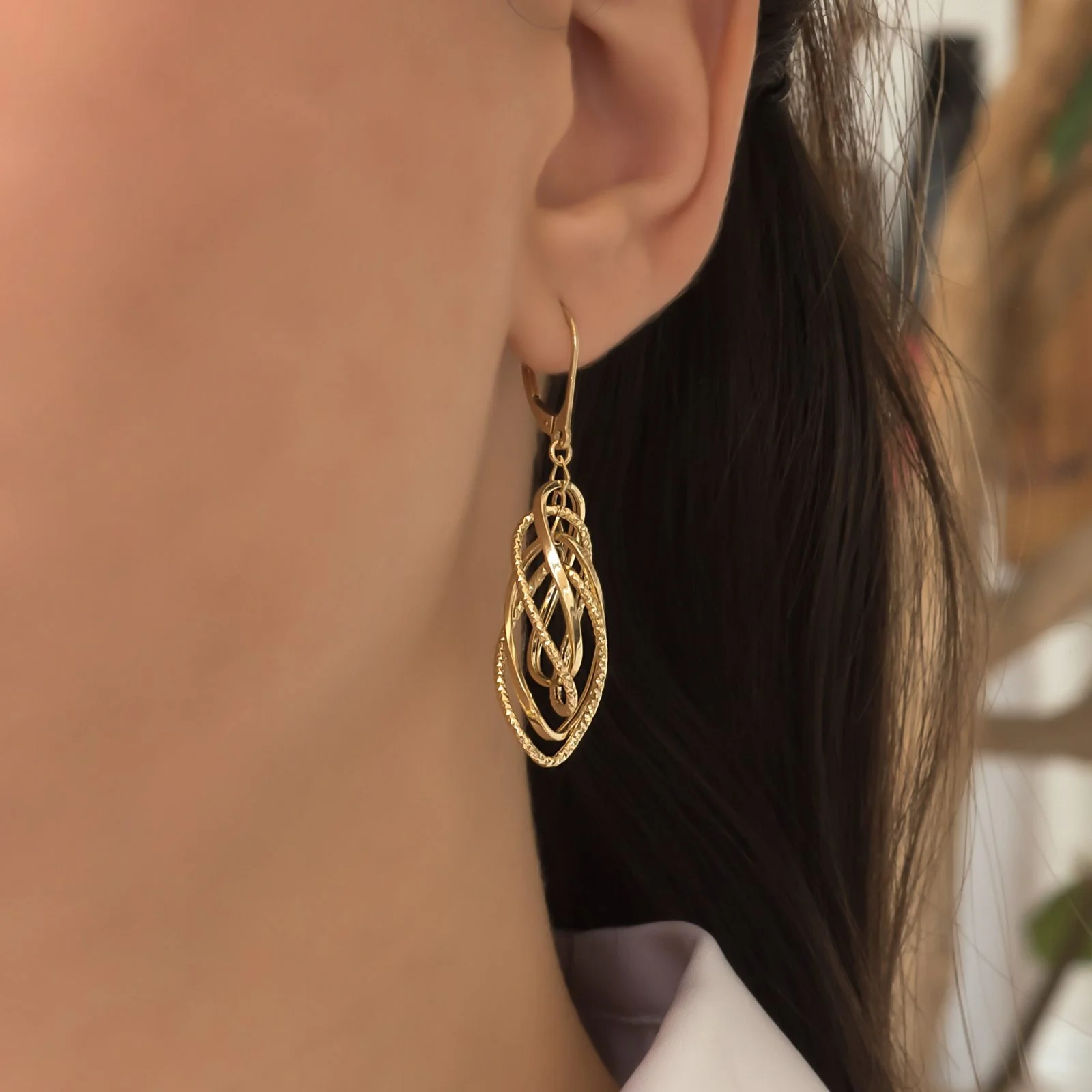 Gold Hanging Earrings — additional product image 2 from AntEva Crafts
