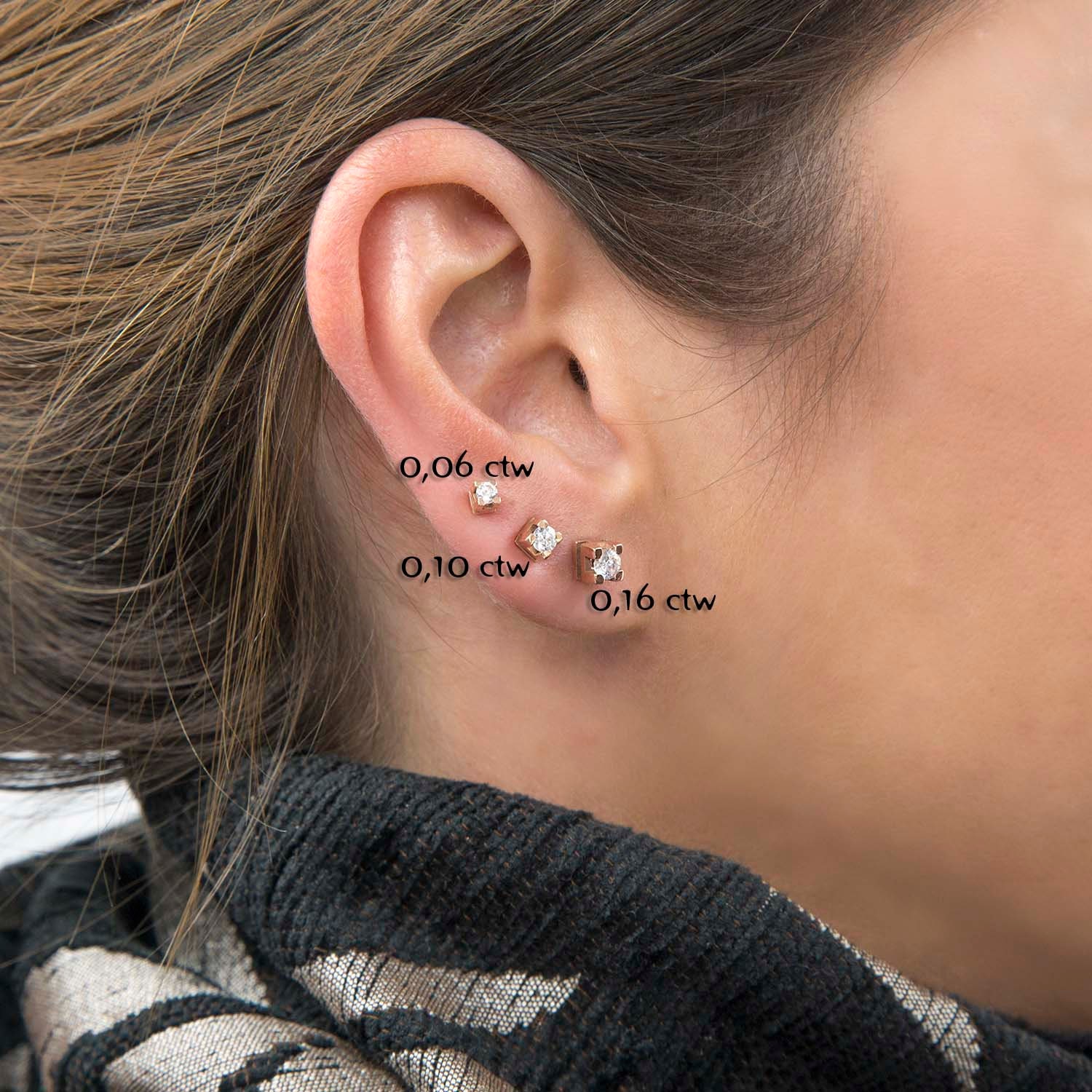 Diamond Stud Earrings with 4 Prongs — additional product image 3 from AntEva Crafts