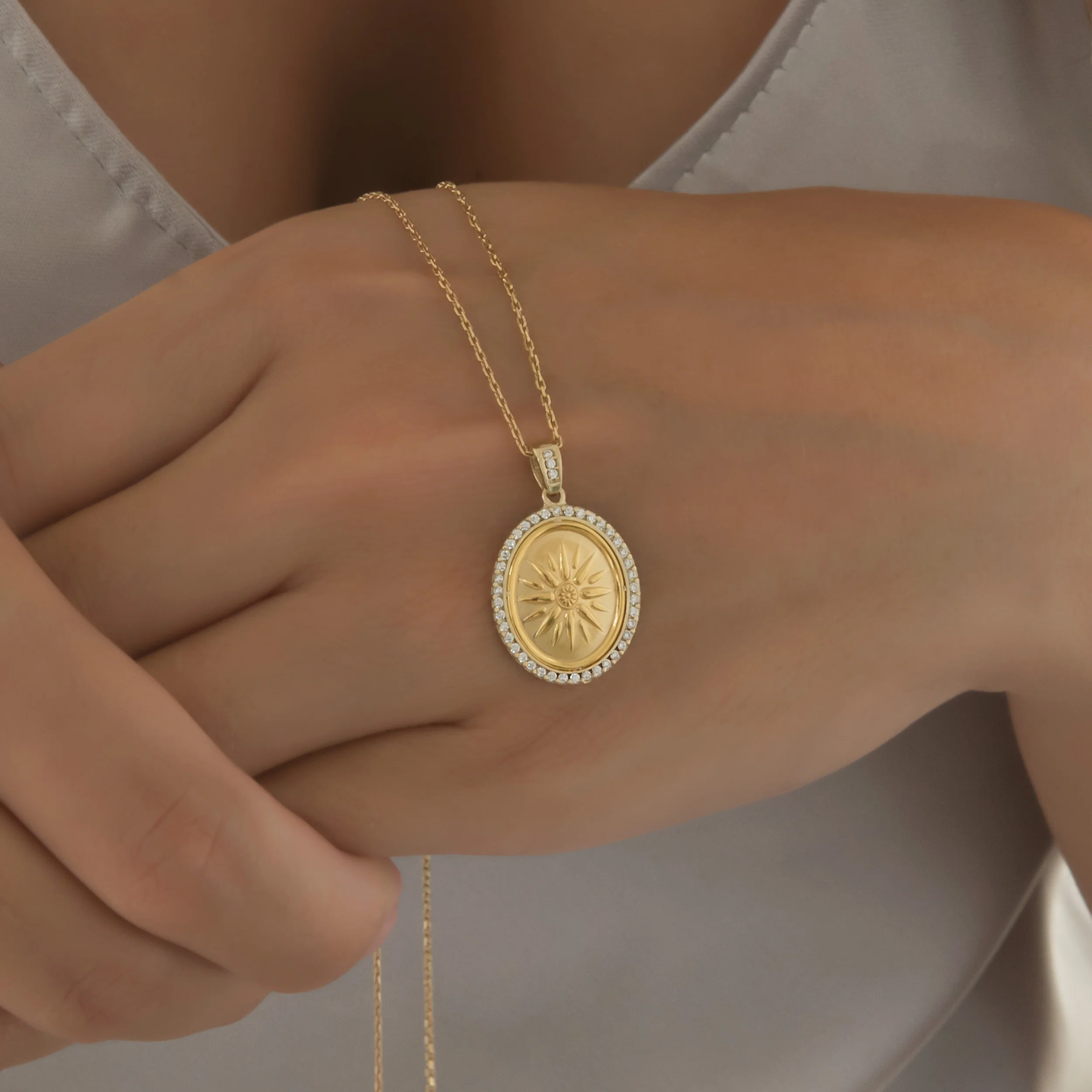 Oval Vergina Sun Gemstone Pendant — additional product image 4 from AntEva Crafts
