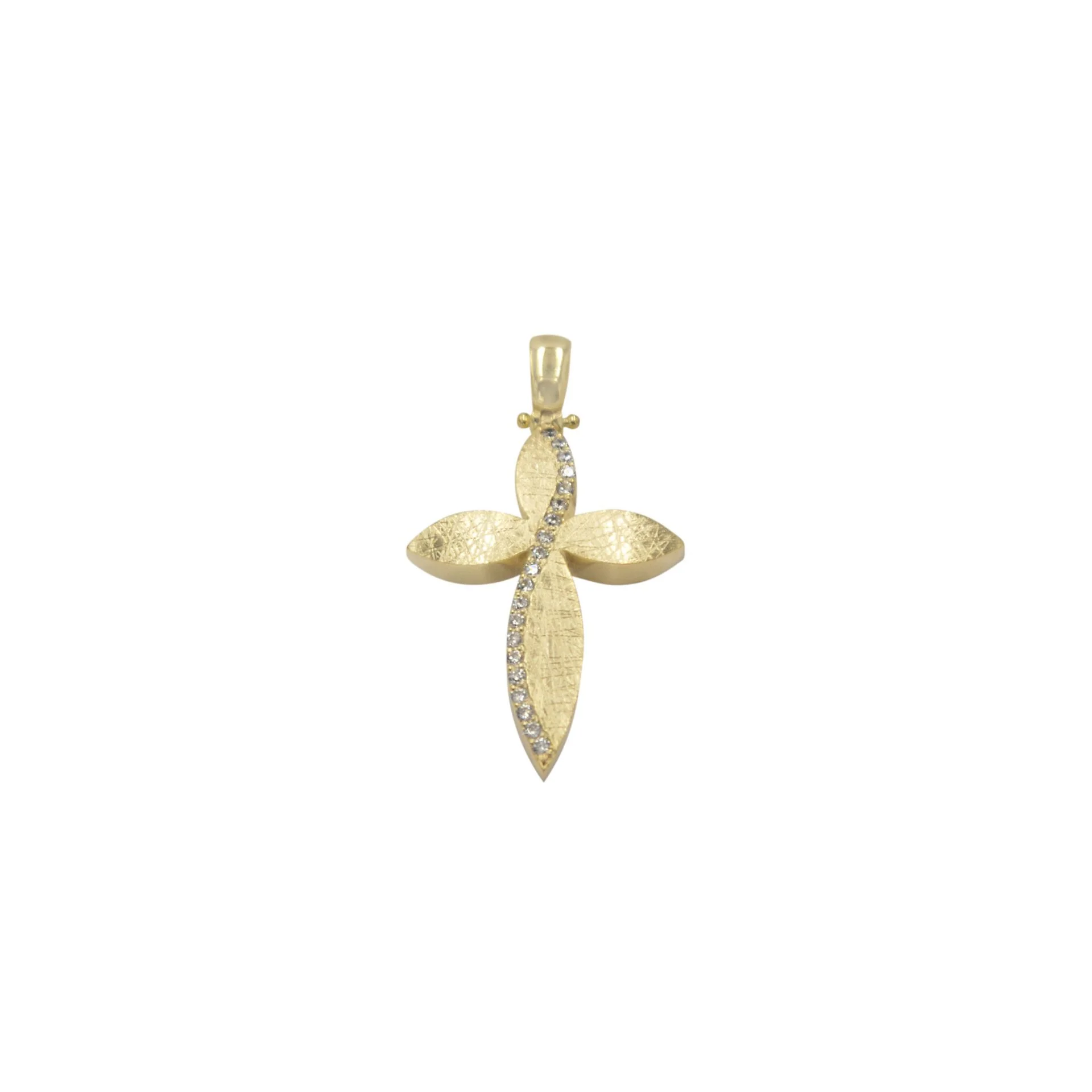 Zircon Cross Gold Pendant