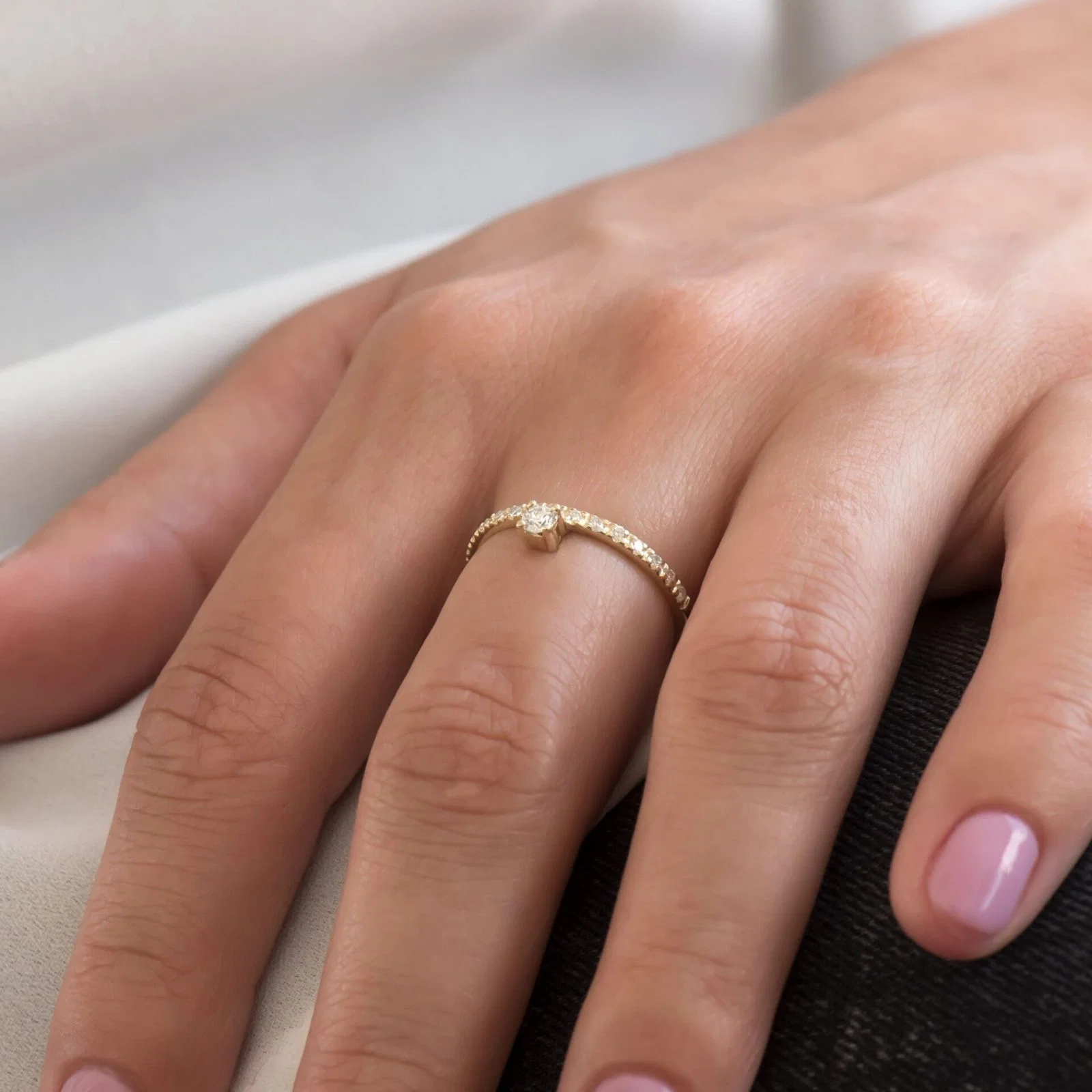 Diamond Solitaire Half Eternity Ring — additional product image 2 from AntEva Crafts