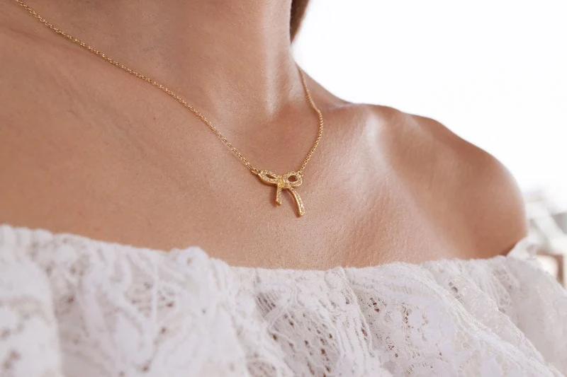 Bow 14k Gold Vermeil Necklace — additional product image 2 from AntEva Crafts