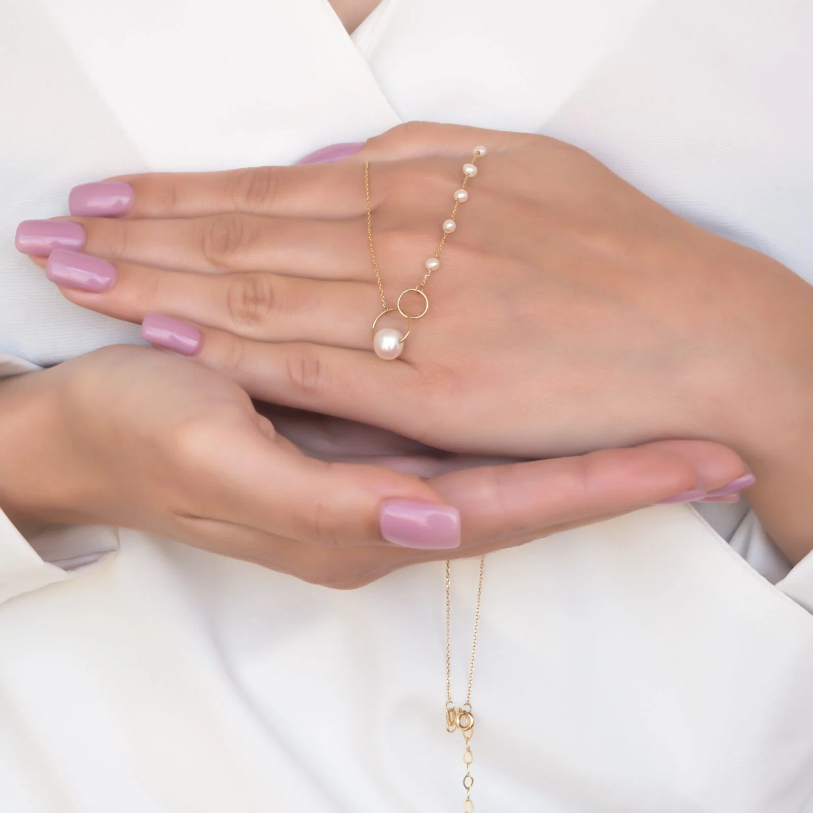 Double Circle Chain Pearl Set — additional product image 12 from AntEva Crafts