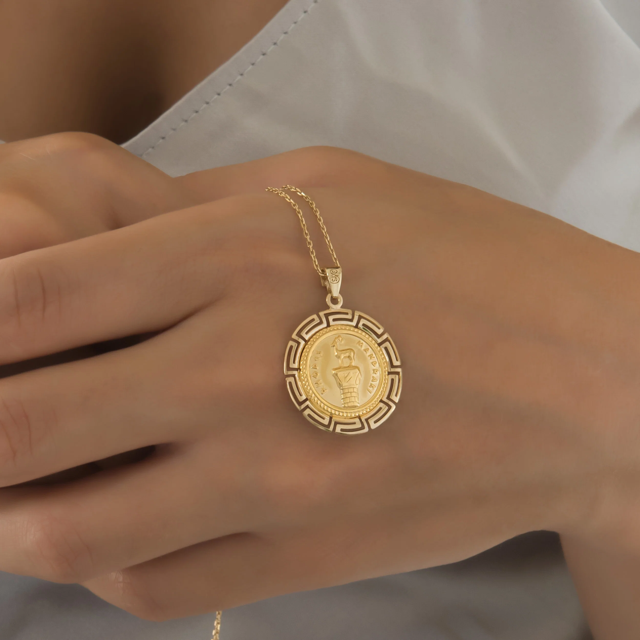 Round Rhodes Deer Meander Pendant — additional product image 4 from AntEva Crafts