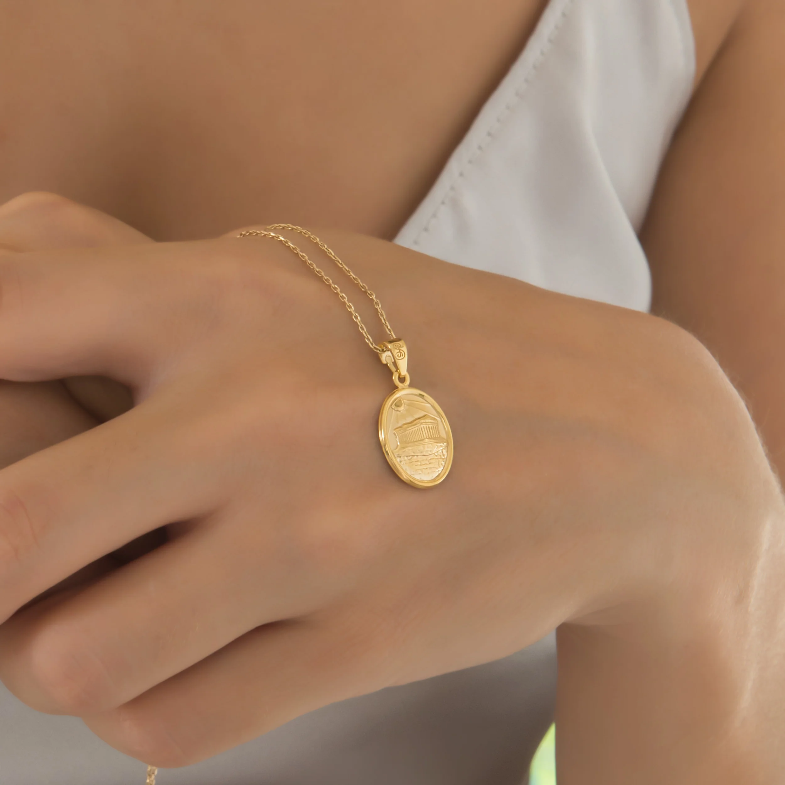 Oval Plain Parthenon Temple Pendant — additional product image 4 from AntEva Crafts