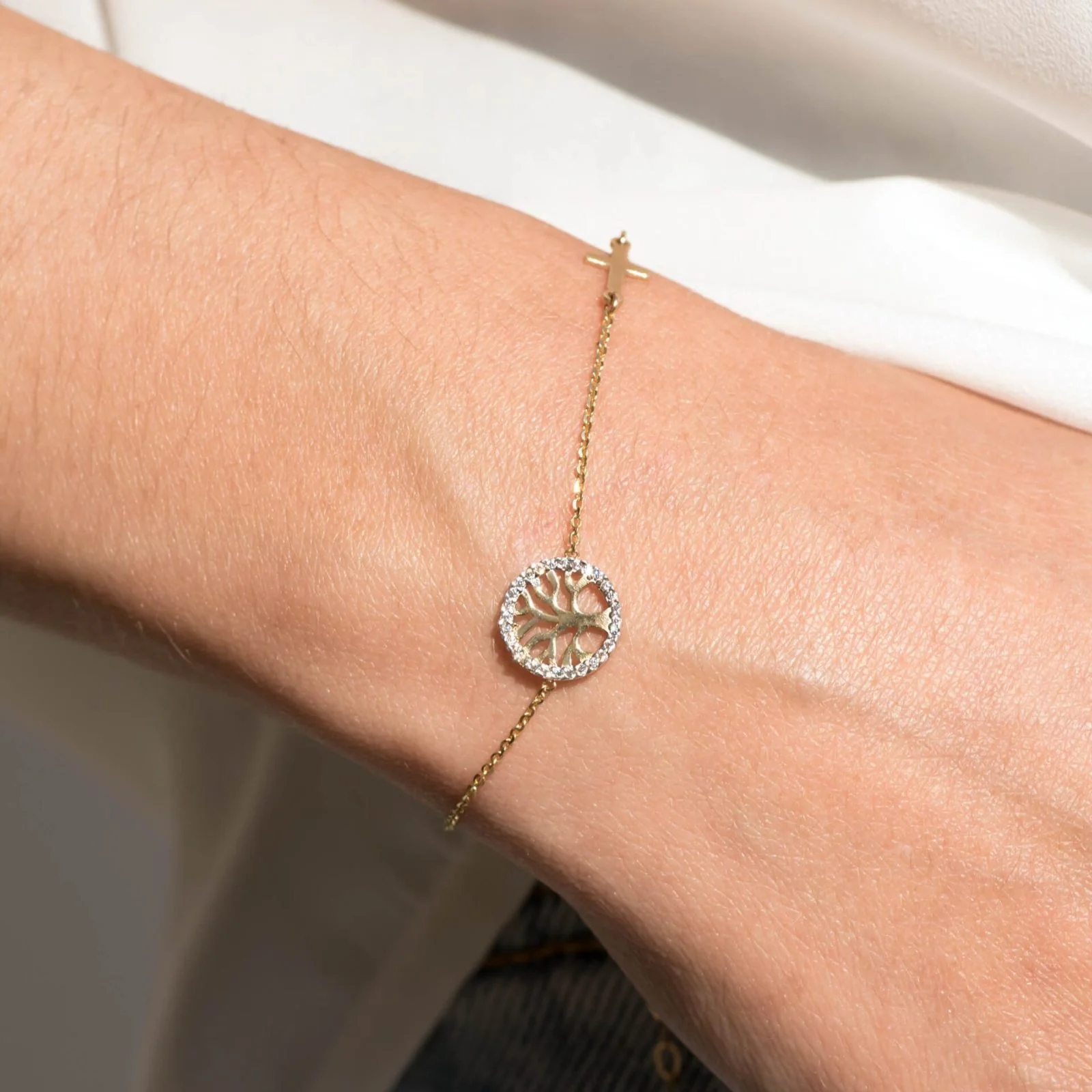 Tree of Life Chain Bracelet with Cross — additional product image 6 from AntEva Crafts