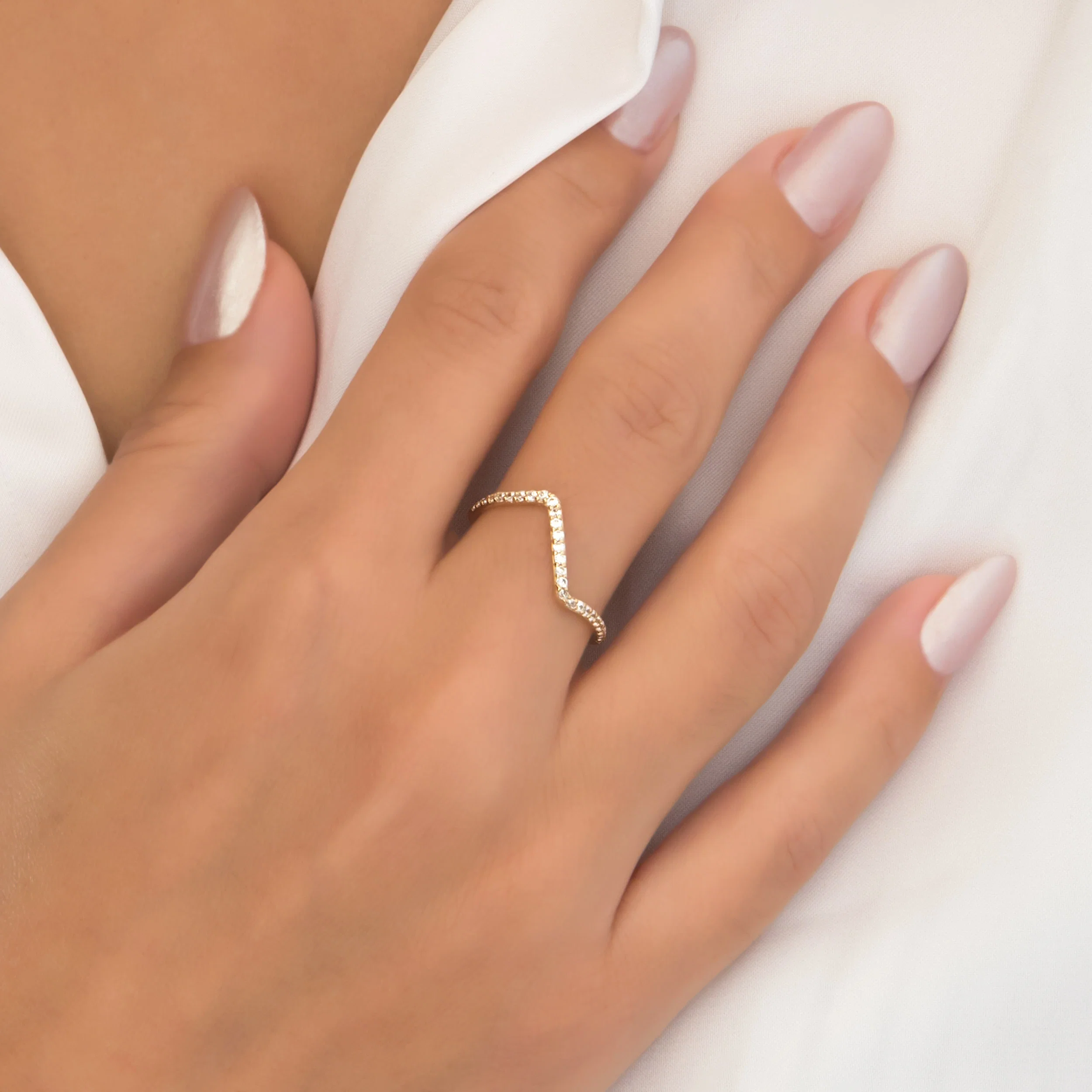 Modern Gemstone Chevron Ring — additional product image 2 from AntEva Crafts
