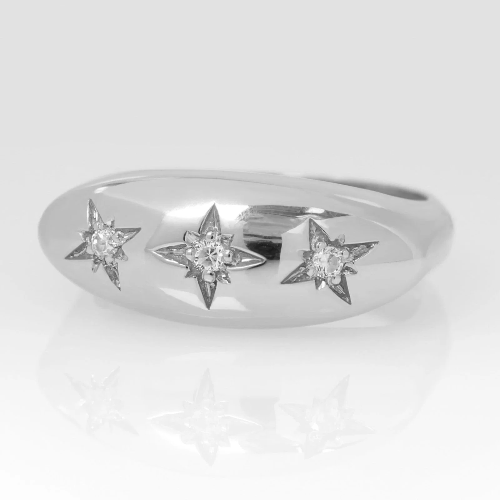 Diamond North Star Ring with 3 Diamonds — additional product image 6 from AntEva Crafts