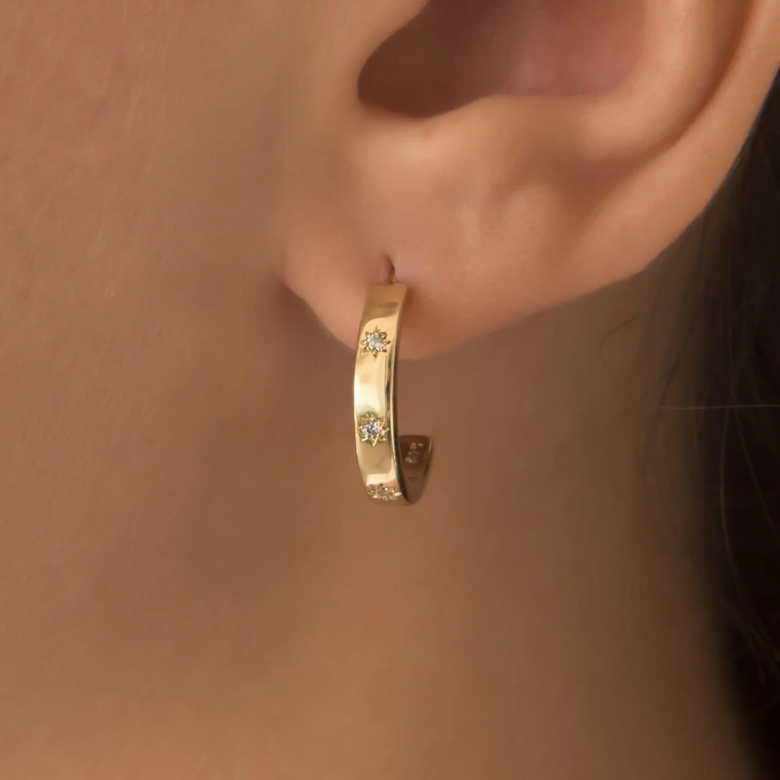North Star Diamond Hoop Earrings — additional product image 2 from AntEva Crafts