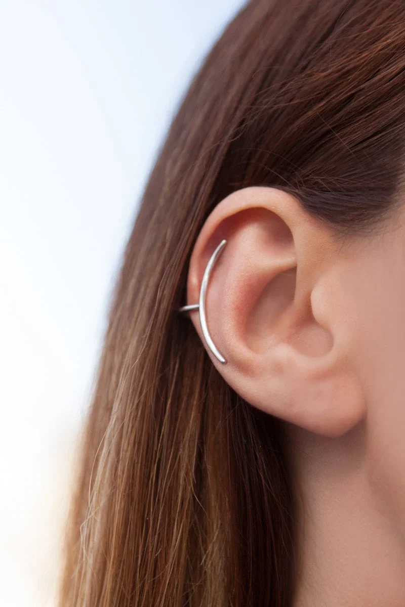 Silver Bar Cuff Earrings — additional product image 2 from AntEva Crafts