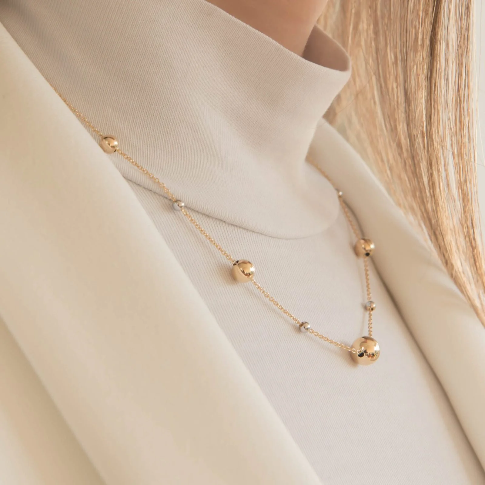Beaded Two-Tone Ball Necklace — additional product image 3 from AntEva Crafts