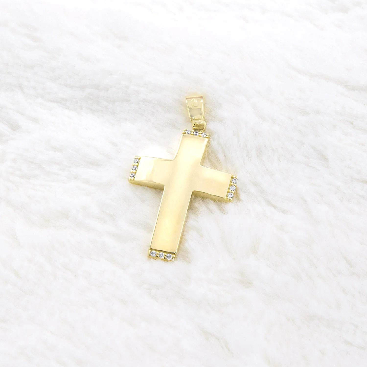 Zircon Cross Pendant 14k