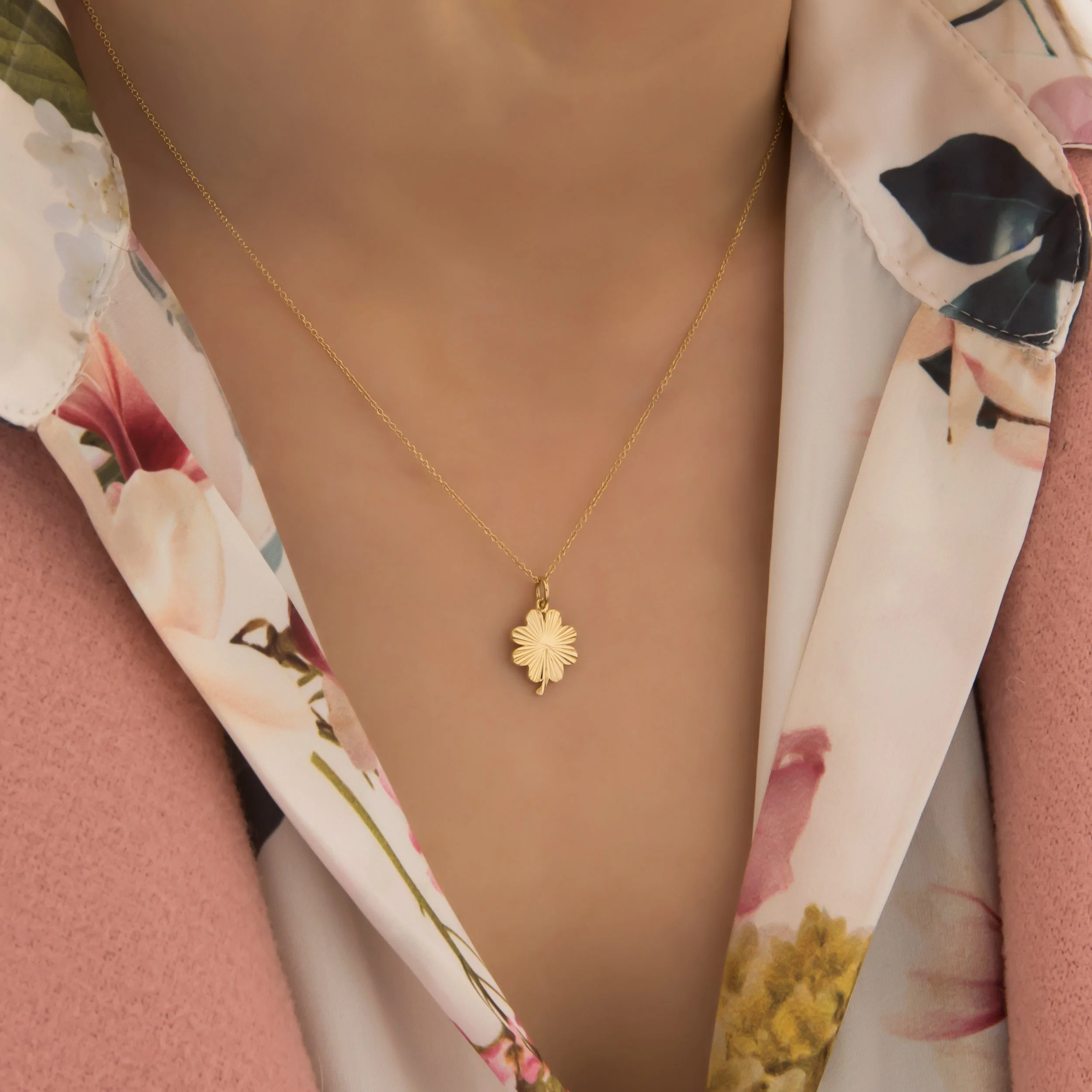 Four-Leaf Clover Sunburst Necklace — additional product image 2 from AntEva Crafts