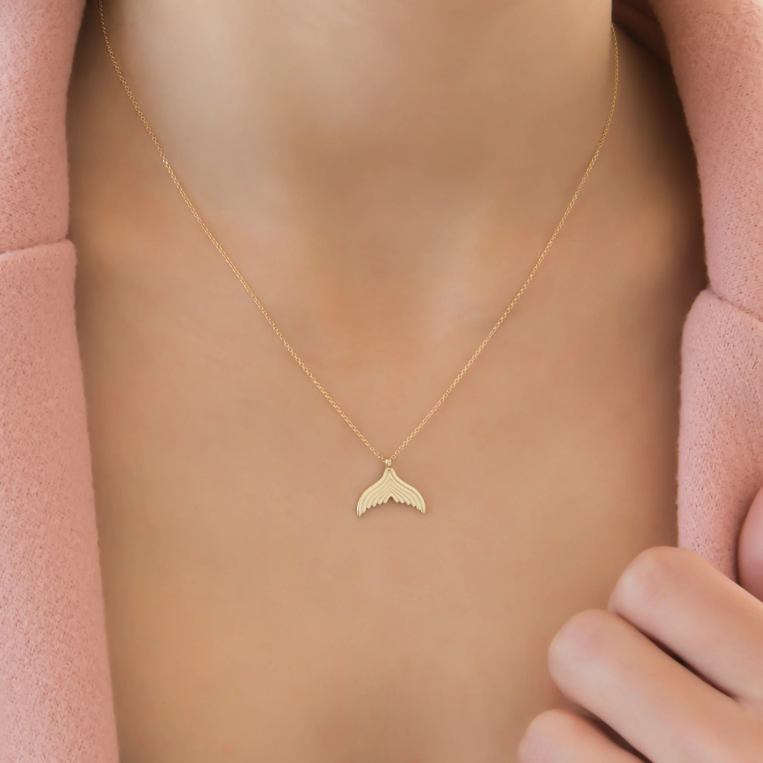 Gold Whale Tail Necklace — additional product image 2 from AntEva Crafts