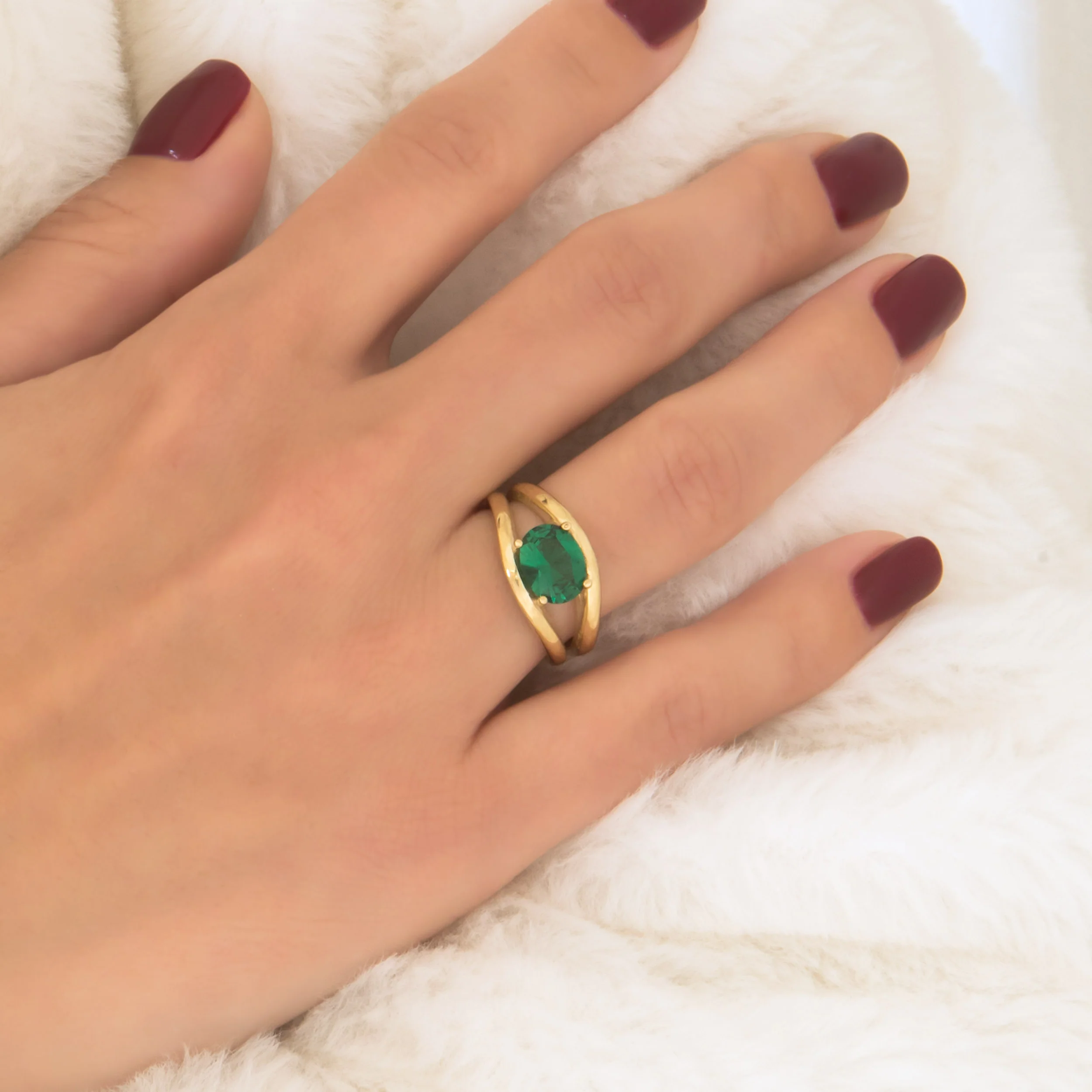 Split Dome Ring with Oval Gemstone — additional product image 2 from AntEva Crafts