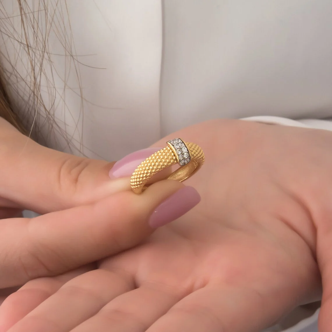 Dome Milgrain Ring with 12 Stones — additional product image 4 from AntEva Crafts