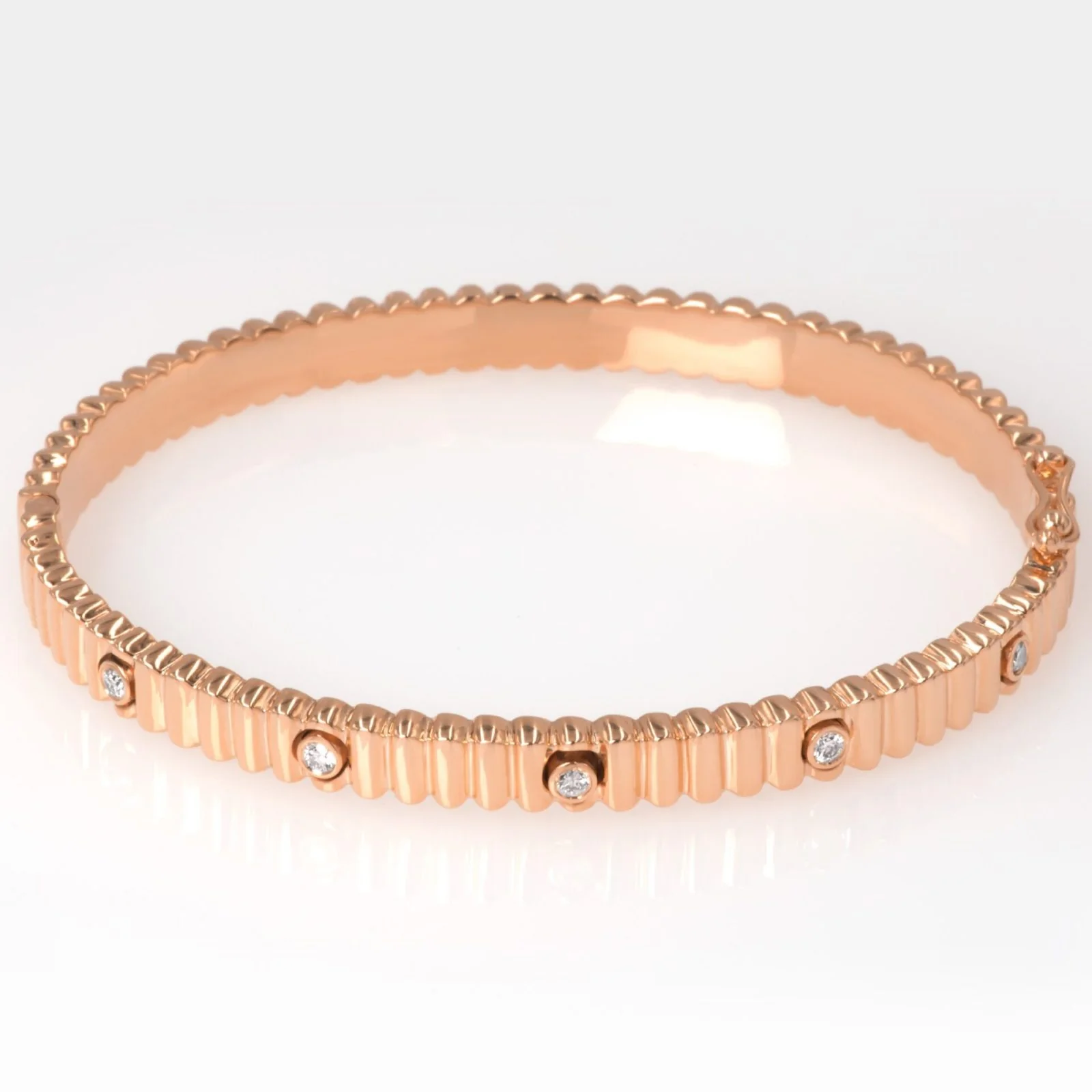 Ribbed Diamond Oval Hinged Bangle — additional product image 8 from AntEva Crafts