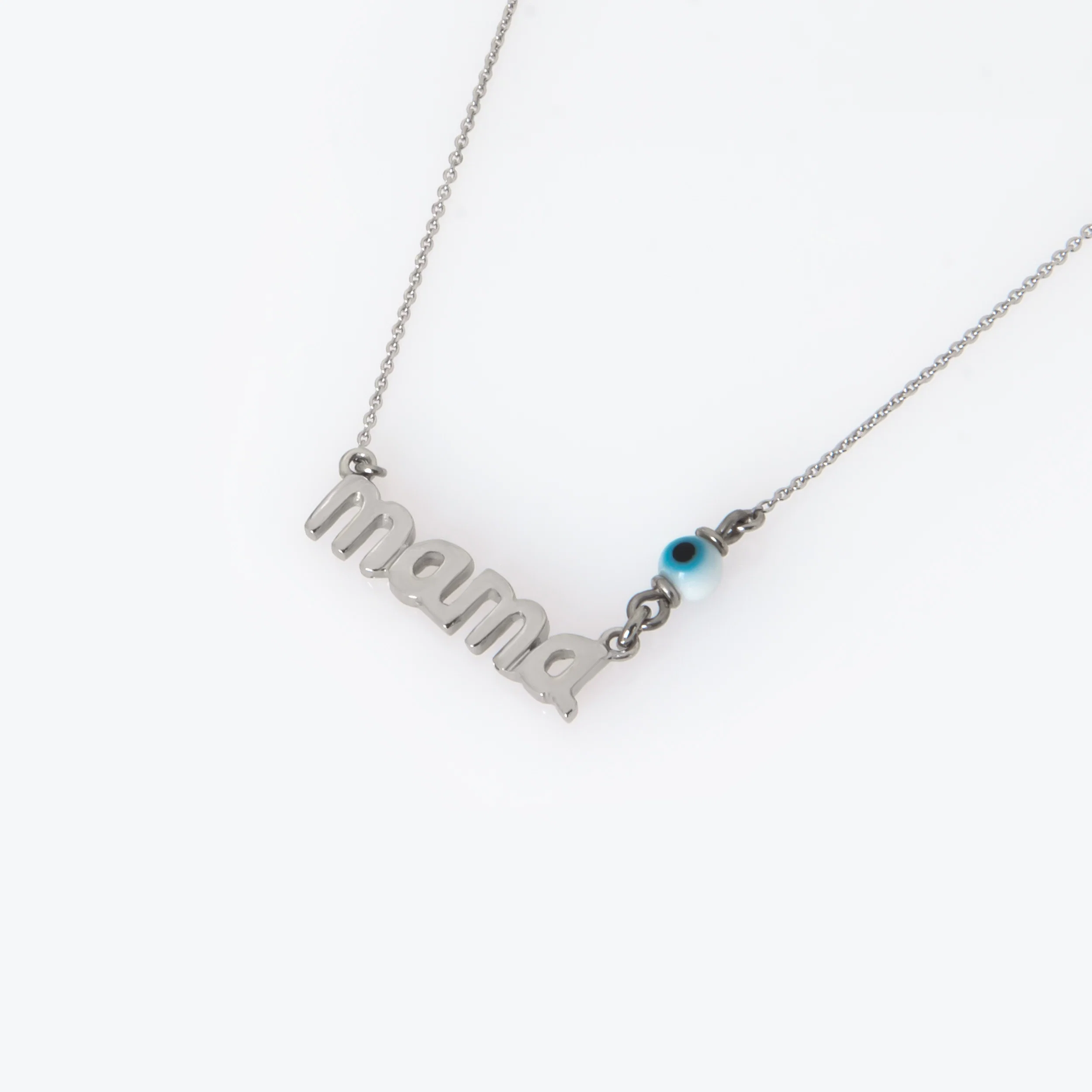 Silver Evil Eye Mama Necklace — additional product image 3 from AntEva Crafts