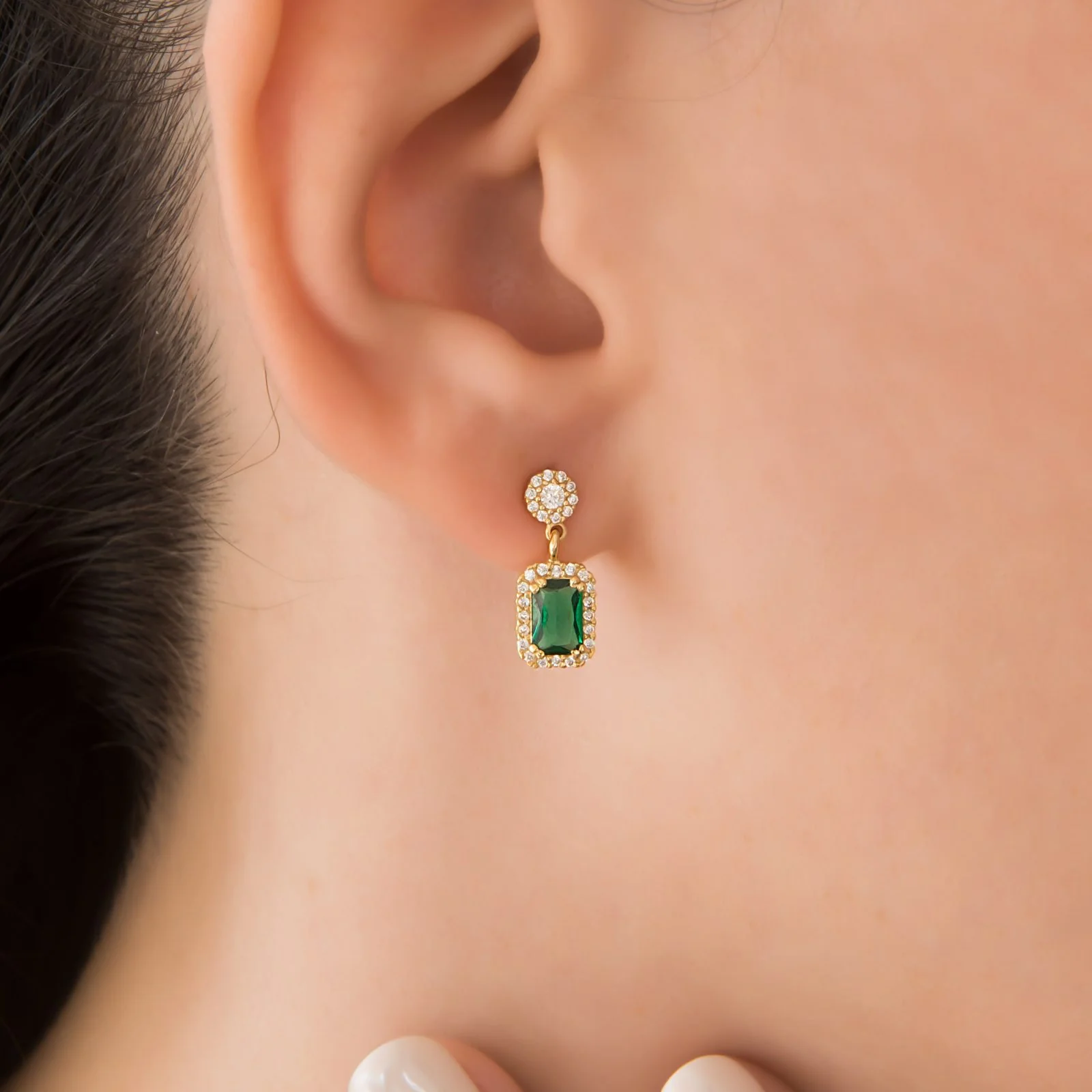 Drop Emerald Post Earrings — additional product image 4 from AntEva Crafts