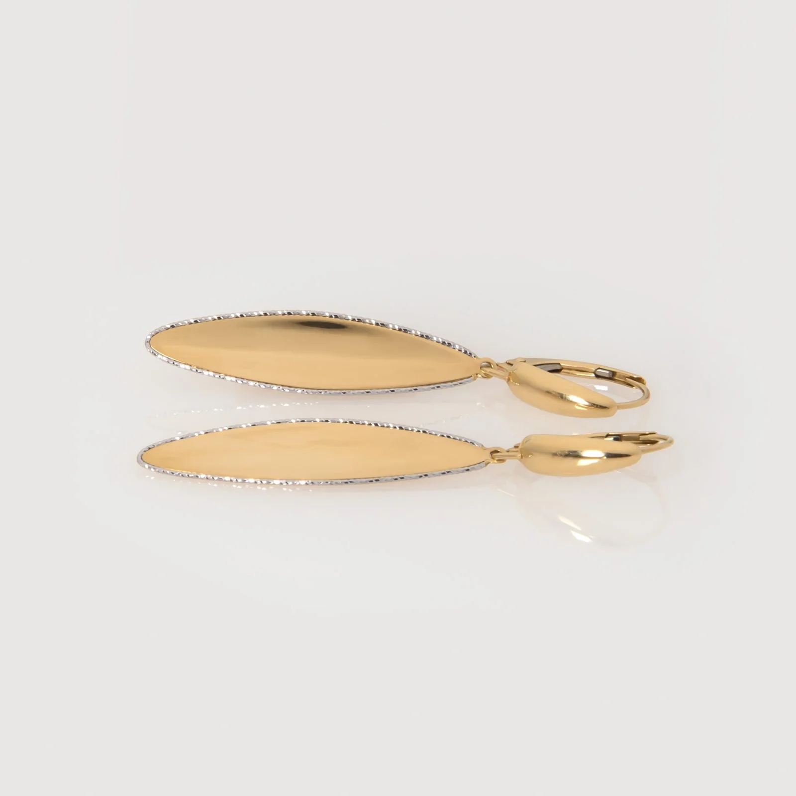 Gold Hanging Leaf Marquise Shaped Earrings — additional product image 5 from AntEva Crafts