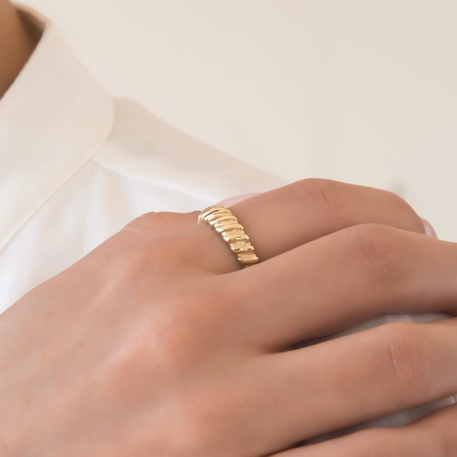 Croissant Ribbed Ring — additional product image 4 from AntEva Crafts