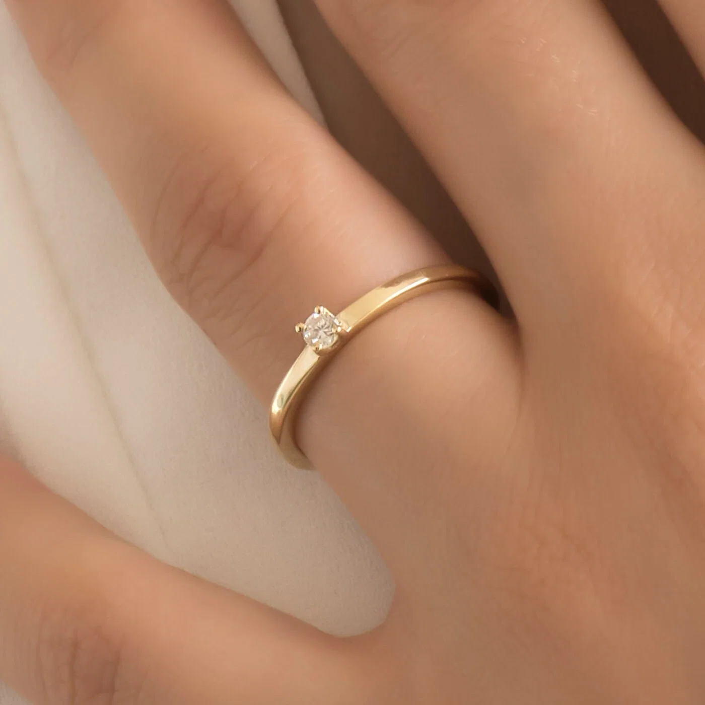 Diamond Solitaire Ring 14k — additional product image 3 from AntEva Crafts