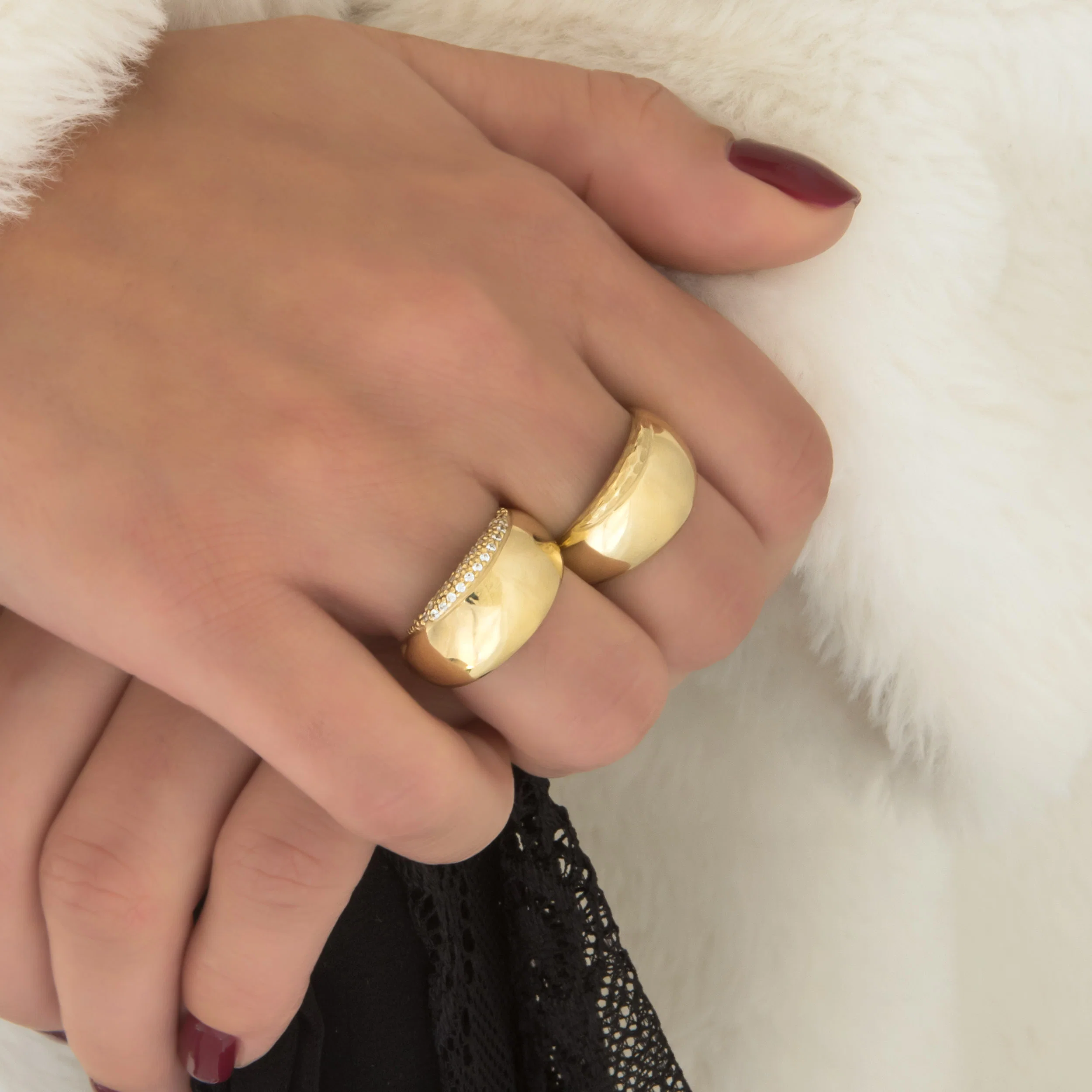 Wide Dome Ring with a Hammered Edge — additional product image 8 from AntEva Crafts