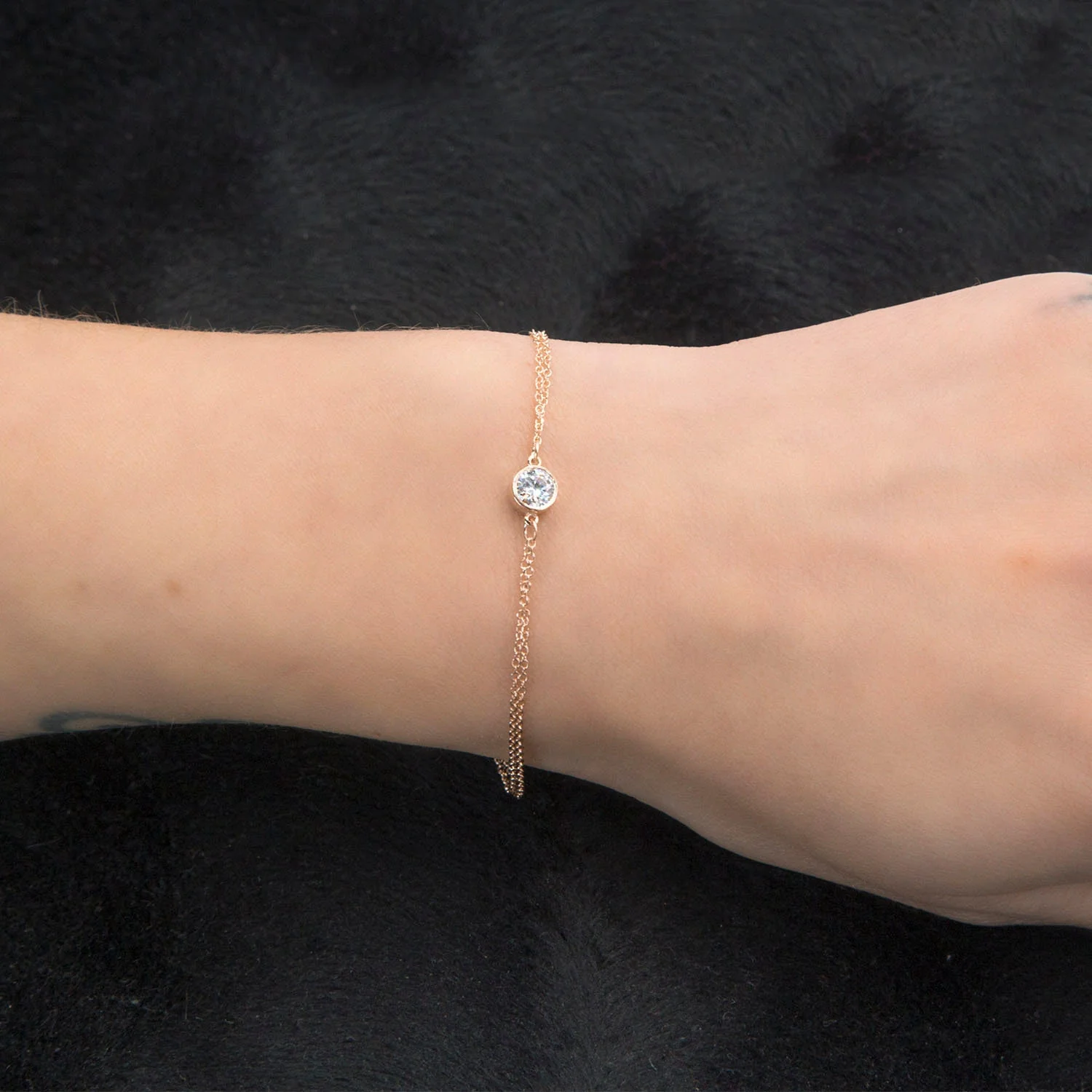 Diamond Solitaire Chain Bracelet — additional product image 2 from AntEva Crafts