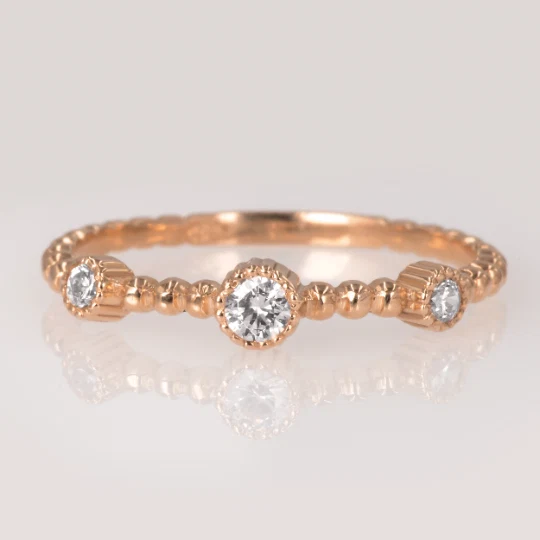 Beaded Milgrain Ring with Diamonds — additional product image 7 from AntEva Crafts