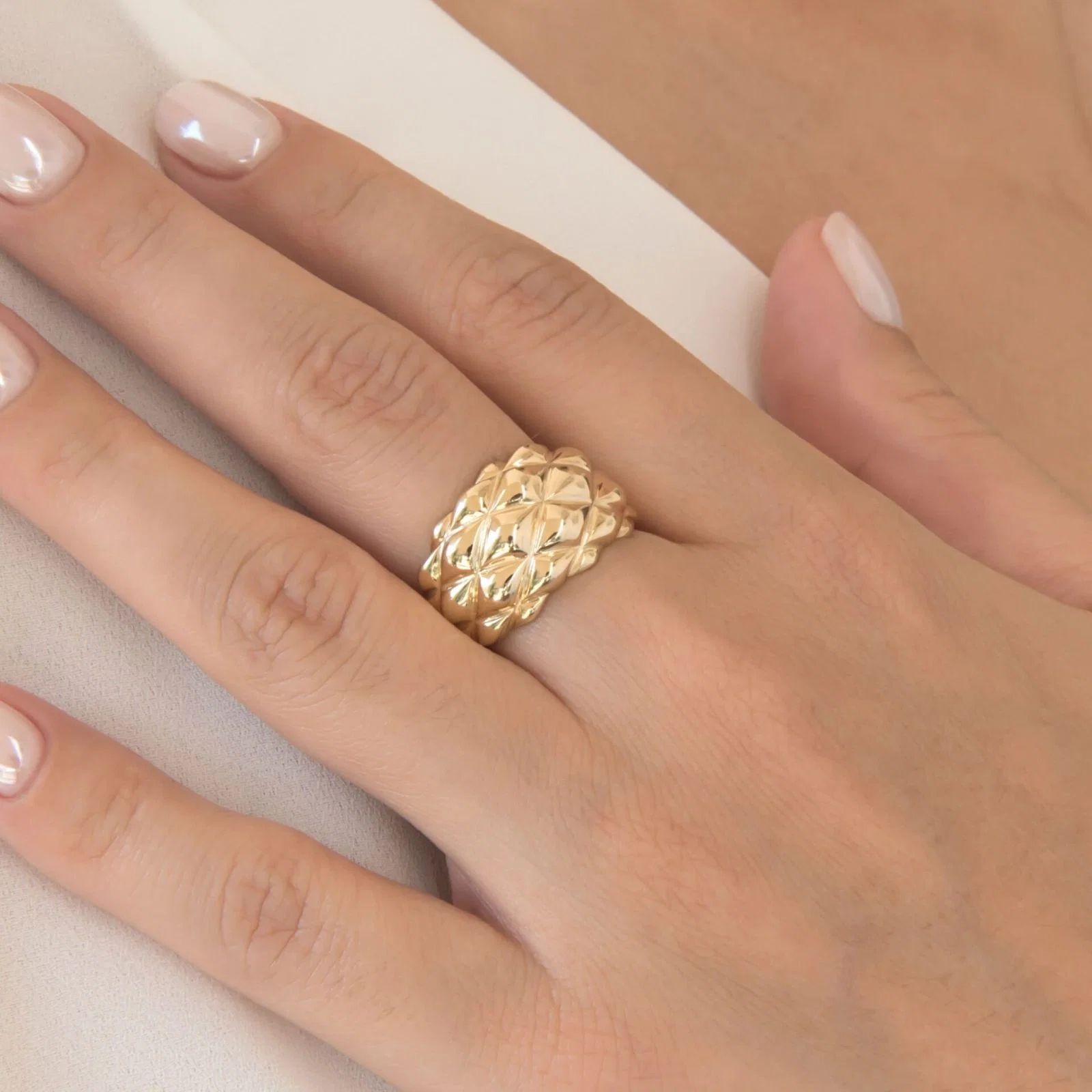 Quilted Dome Diamond Cut Ring — additional product image 2 from AntEva Crafts