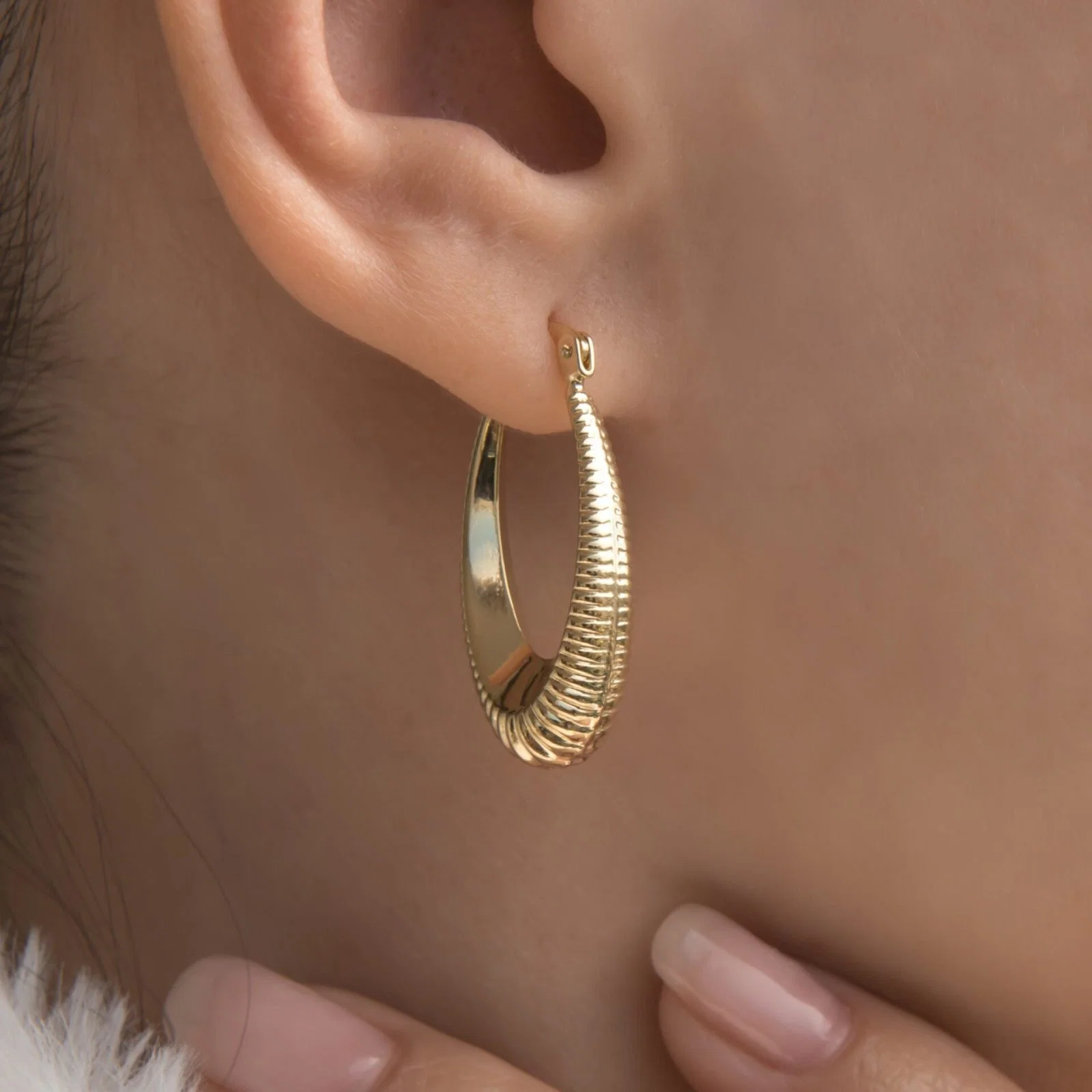 Ribbed Hoop Earrings — additional product image 2 from AntEva Crafts