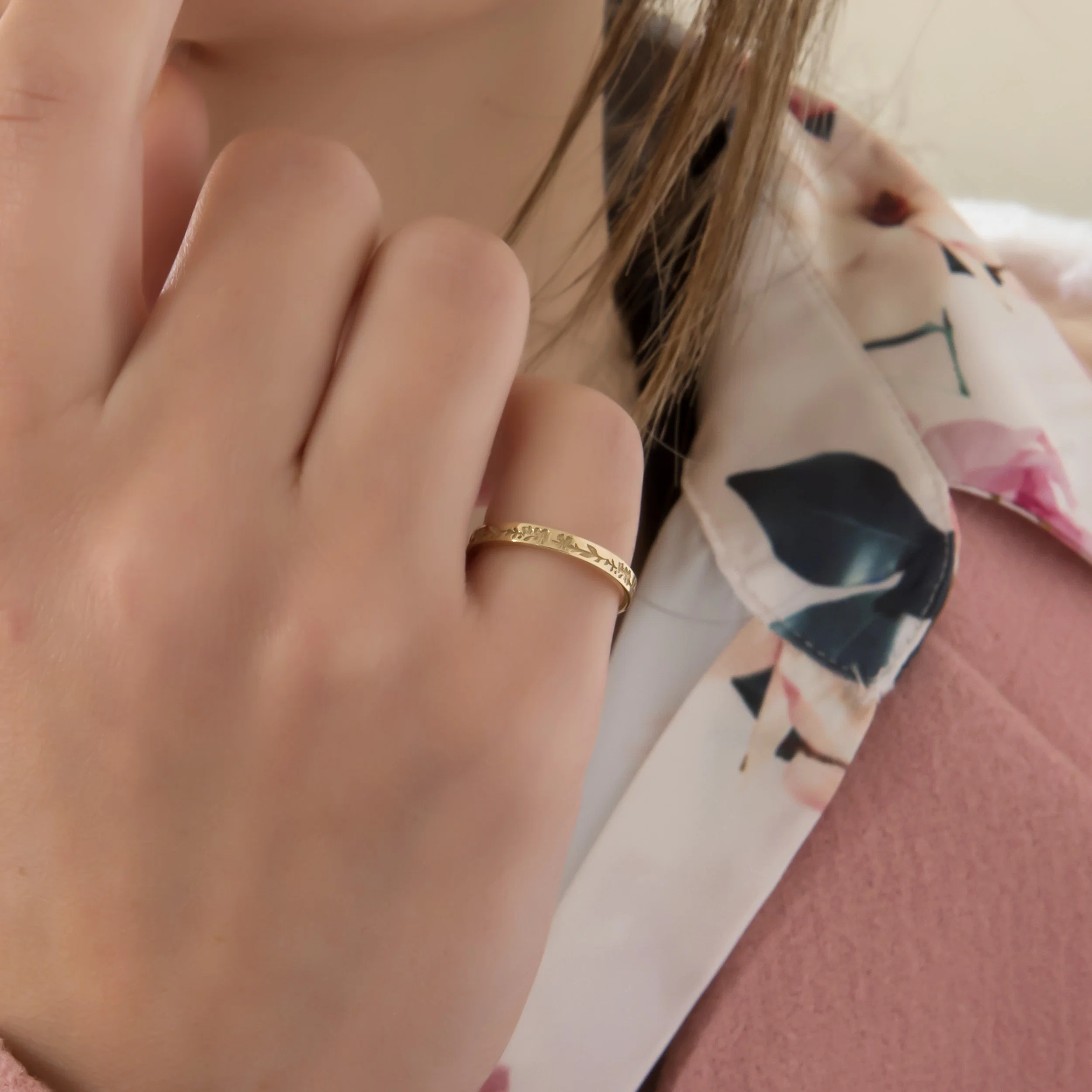 Birth Flower Eternity 14k Gold Vermeil Ring — additional product image 2 from AntEva Crafts