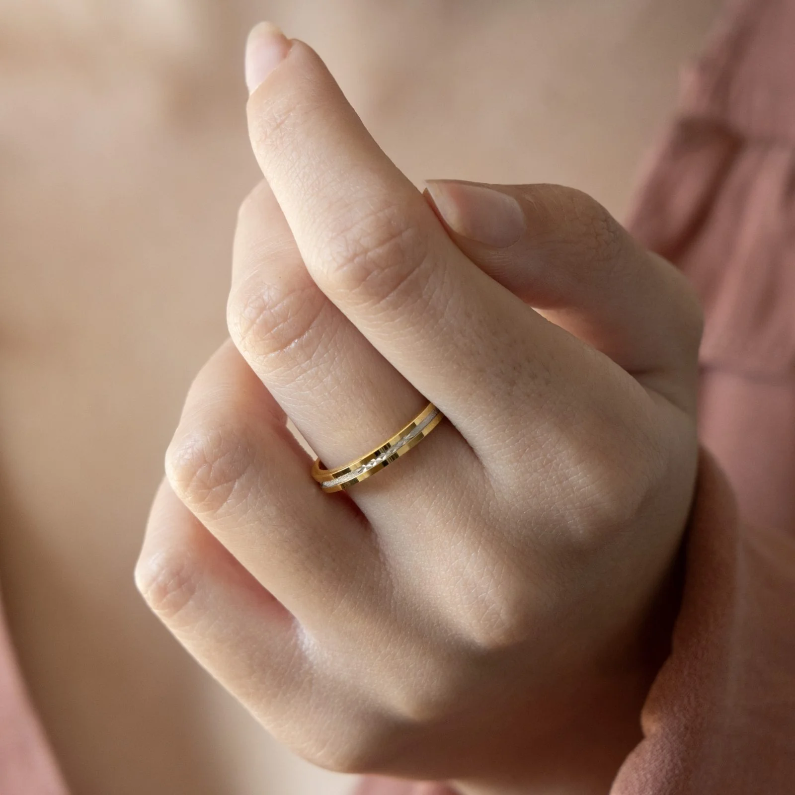 Diamond Cut Two tone Wedding Band — additional product image 7 from AntEva Crafts