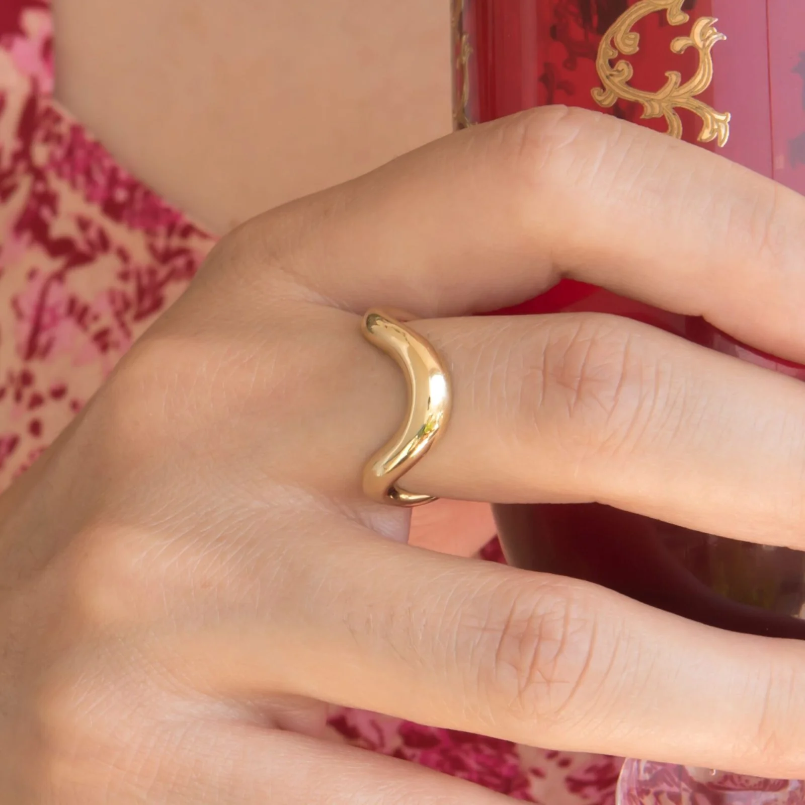 Asymmetrical Wavy 14k Gold Vermeil Ring — additional product image 5 from AntEva Crafts