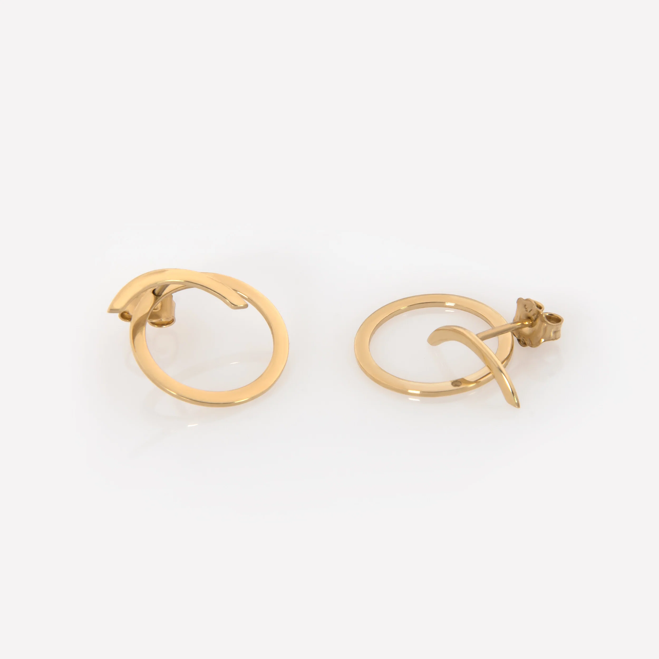 Gold Circle Ear Jacket Studs — additional product image 3 from AntEva Crafts