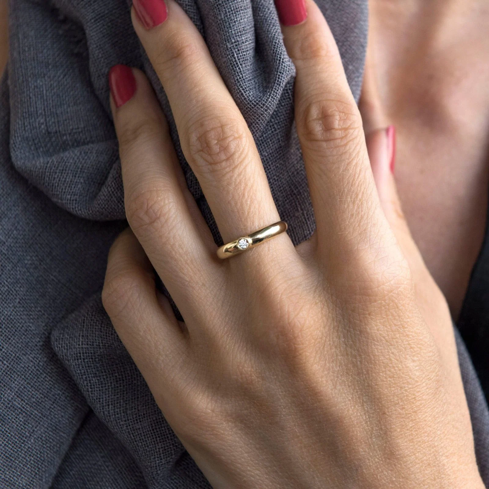 Dome Diamond Solitaire Ring — additional product image 2 from AntEva Crafts